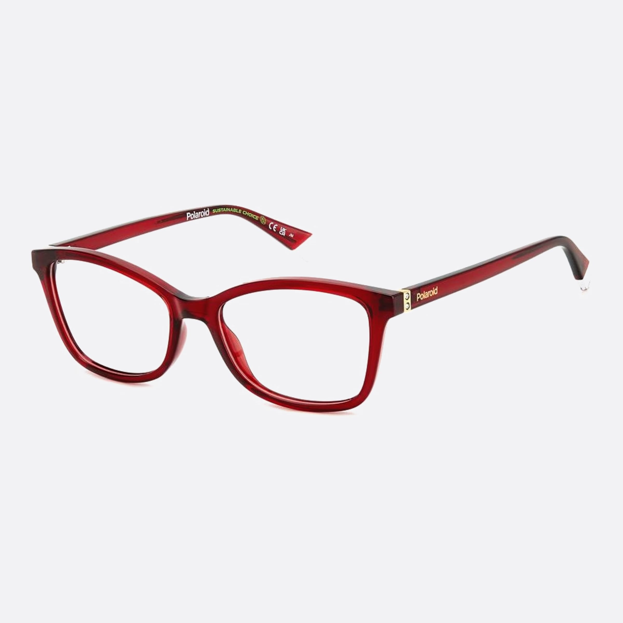 Polaroid 53mm Pld D505 Lhf Red Geometric Unisex Eyeglasses - Side View
