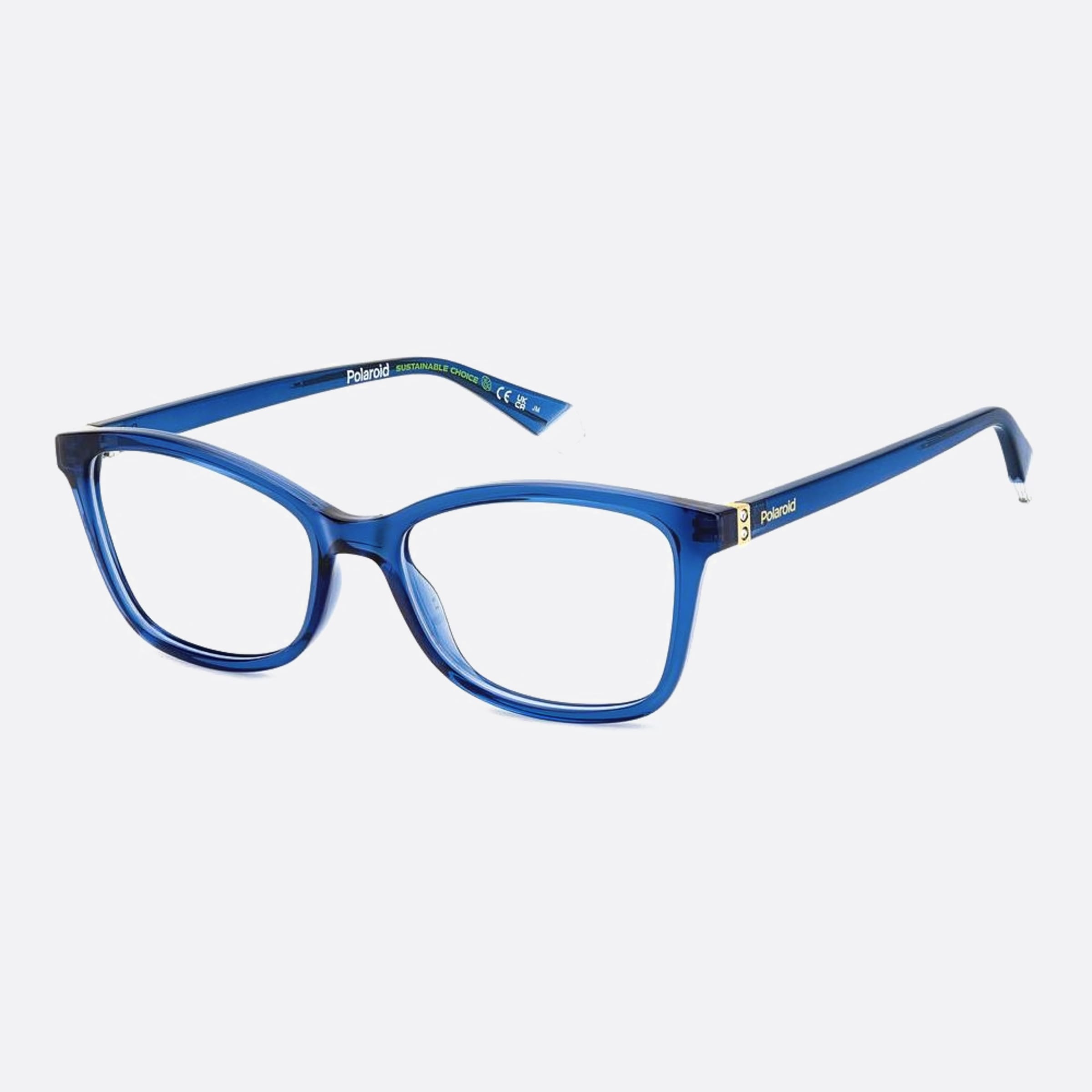 Polaroid 53mm Pld D505 Pjp Blue Geometric Unisex Eyeglasses - Side View