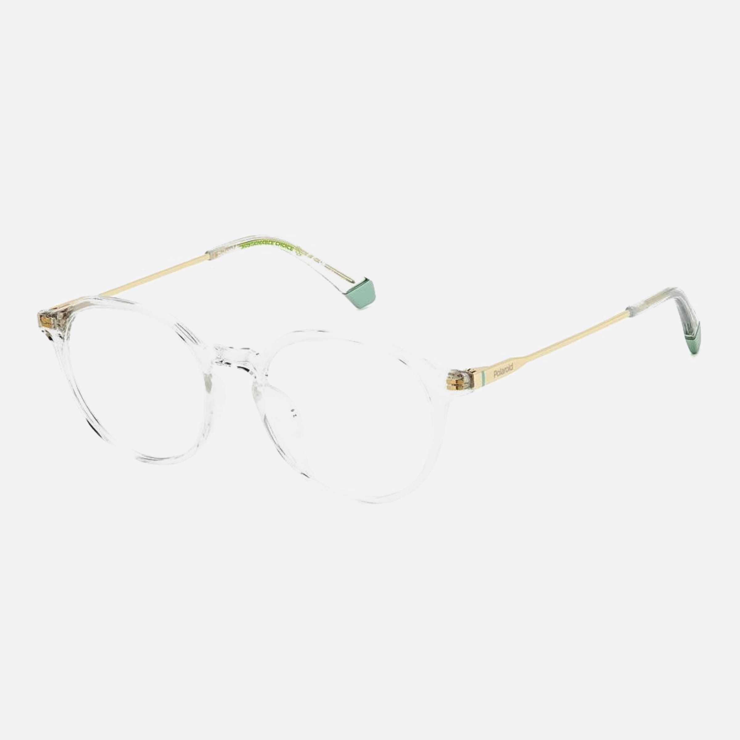 Polaroid 49mm Pld D510 Transparent Round Unisex Eyeglasses - Side View