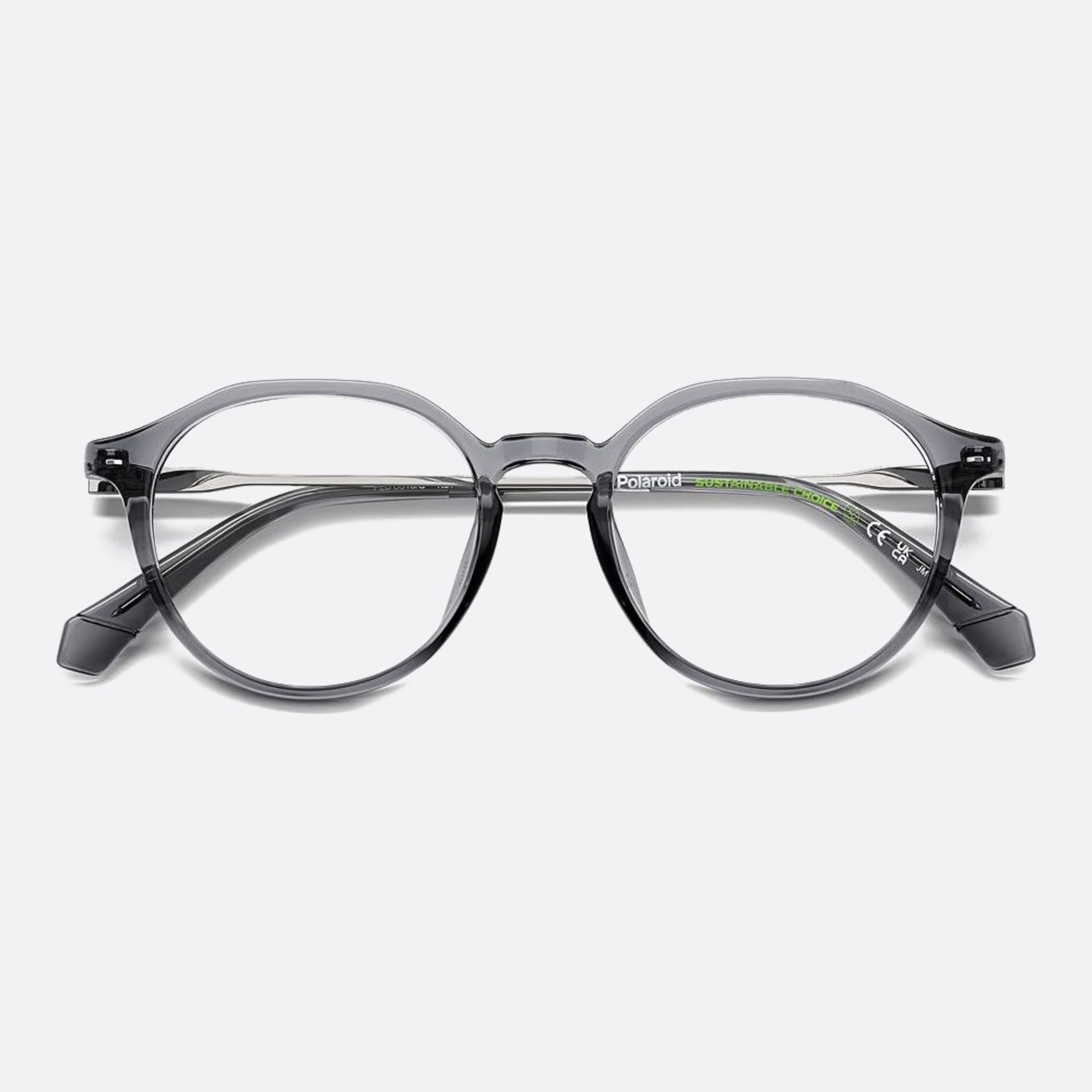 Polaroid 49mm Pld D510 Kb7 Grey Round Unisex Eyeglasses - Detail View
