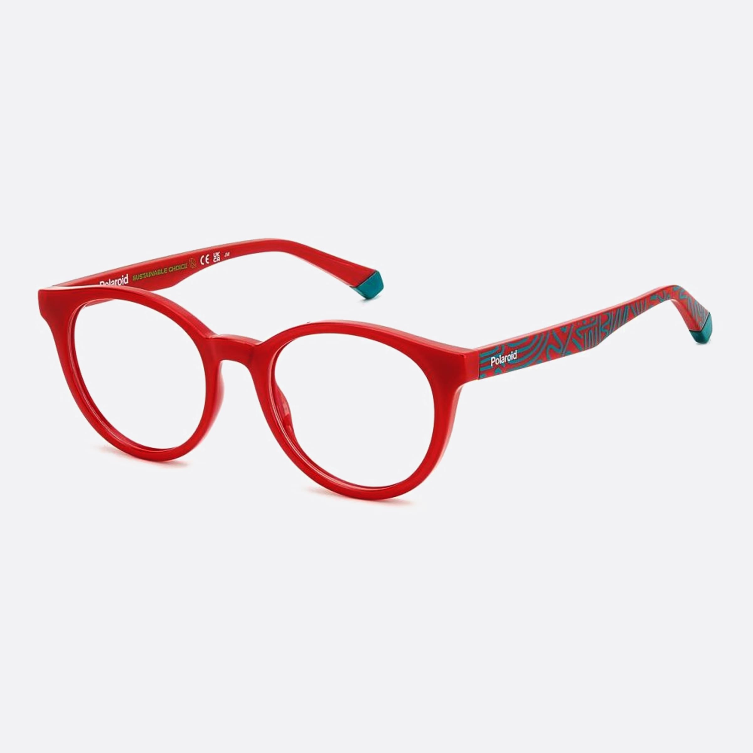 Polaroid 44mm Pld D831 Junior C9a Red Geometric Children Eyeglasses - Side View