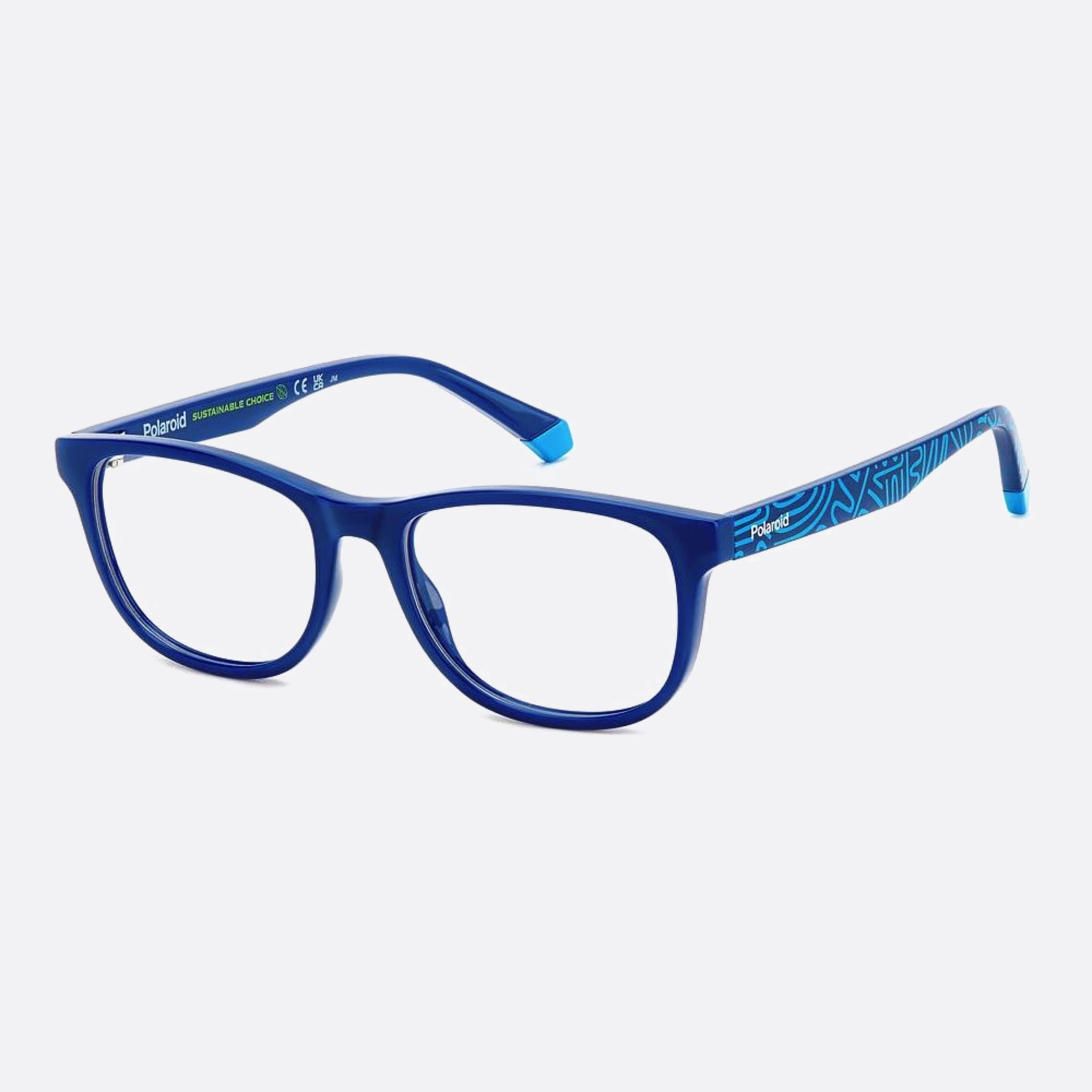 Polaroid 47mm Pld D832 Junior Zx9 Blue Geometric Children Eyeglasses - Side View