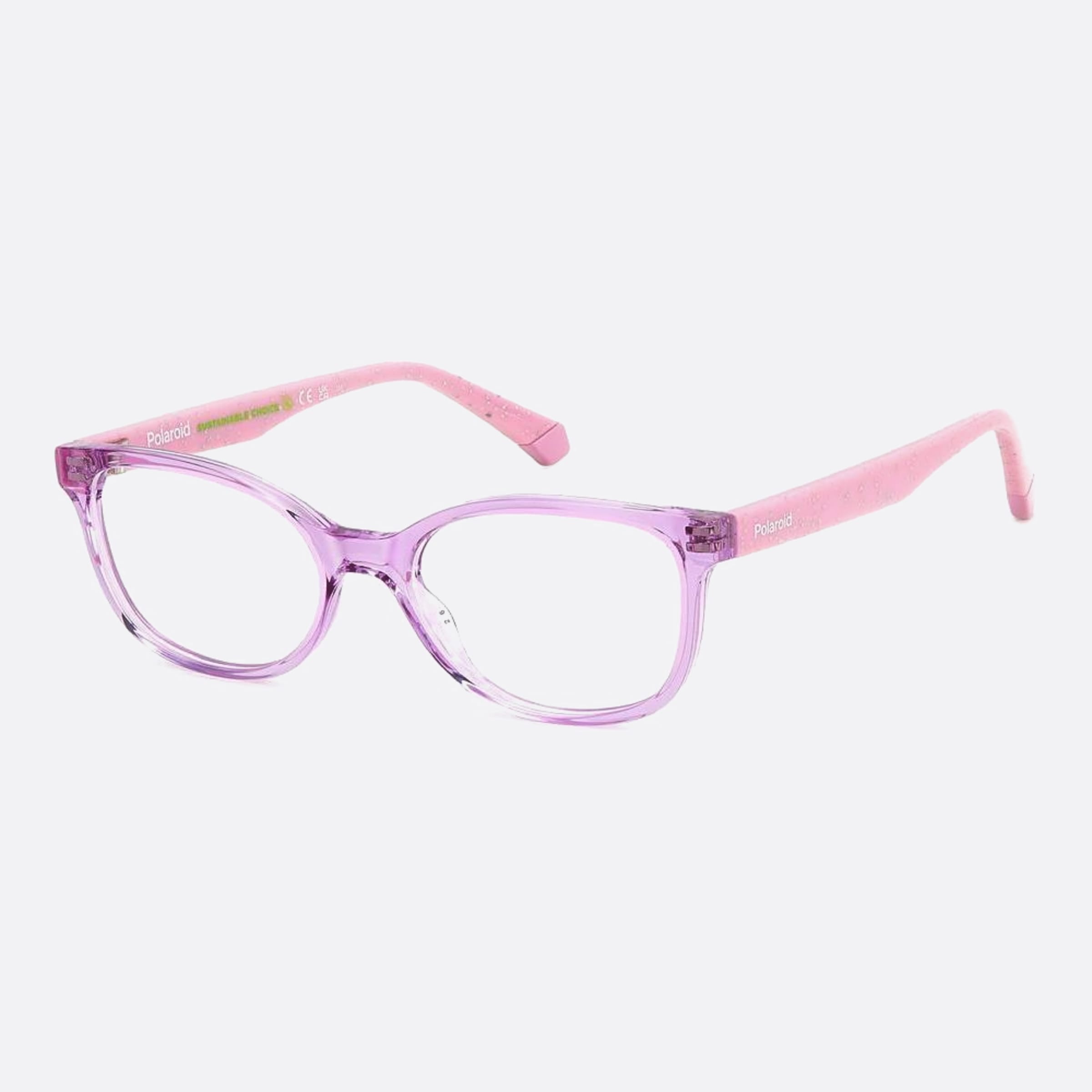 Polaroid 47mm Pld D833 Junior Violet Cat Eye Children Eyeglasses - Side View