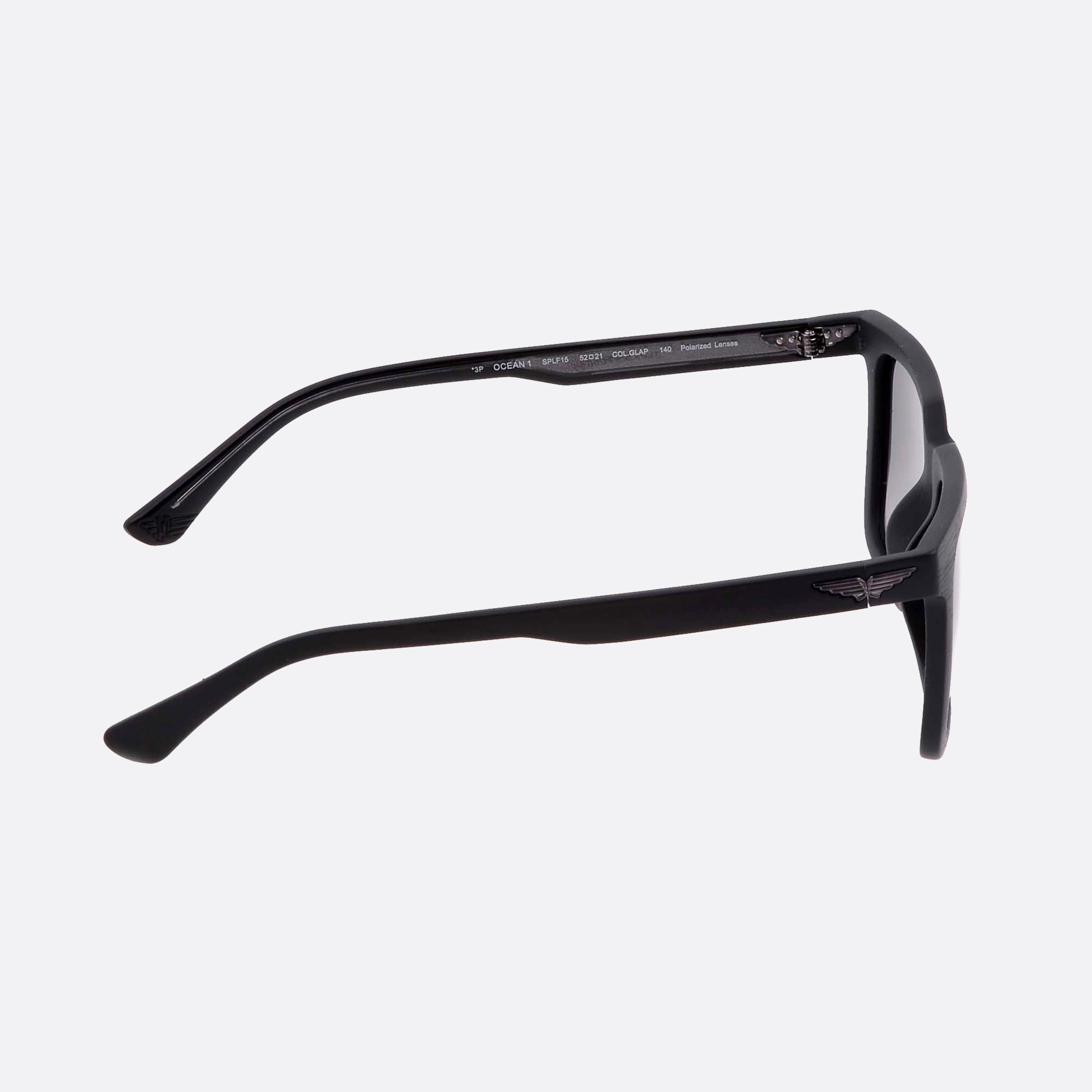 Police 52mm Ocean Splf15 Glap Black Geometric Polarized Unisex Sunglasses - Detail View
