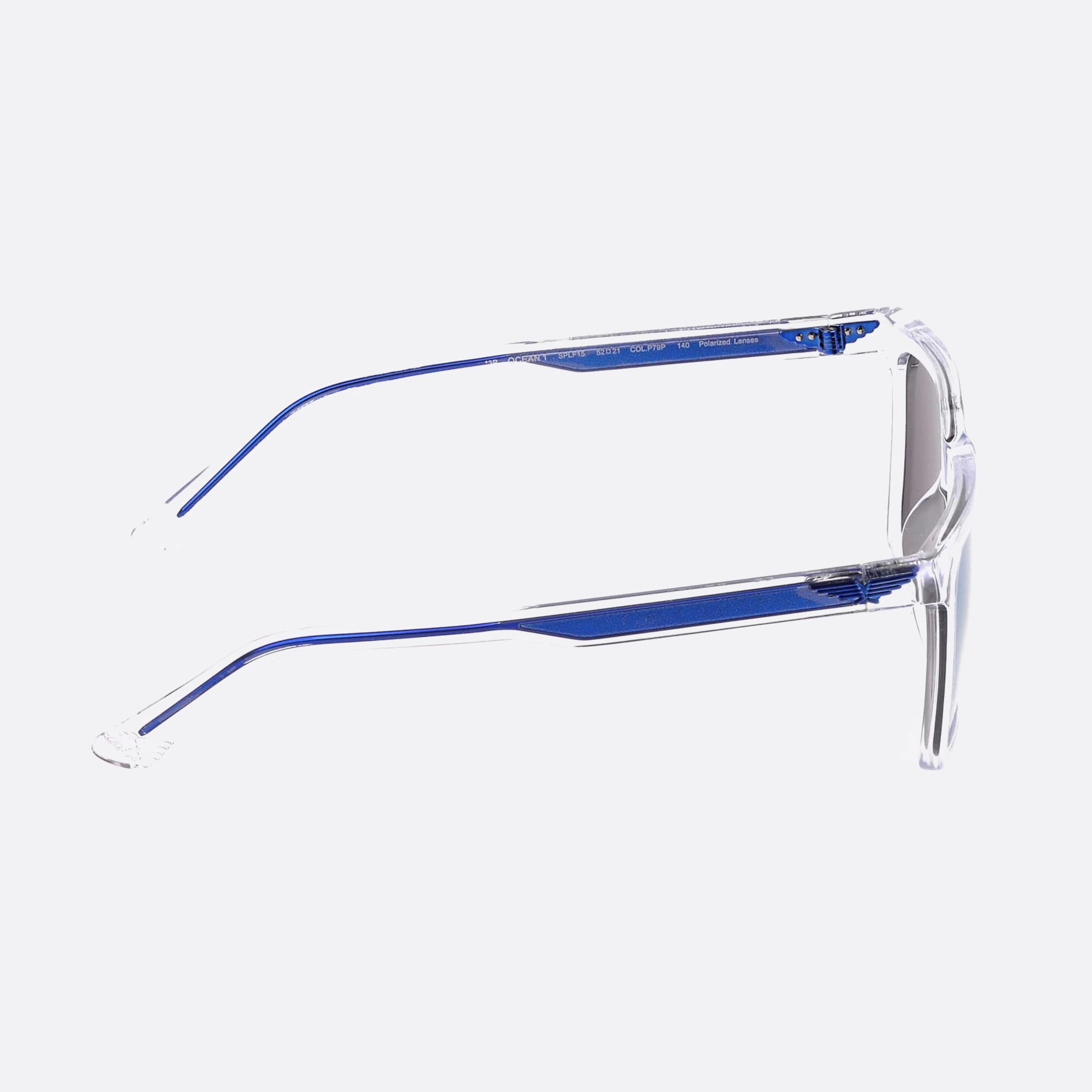 Police 52mm Ocean Splf15 P79p Transparent Geometric Polarized Unisex Sunglasses - Detail View
