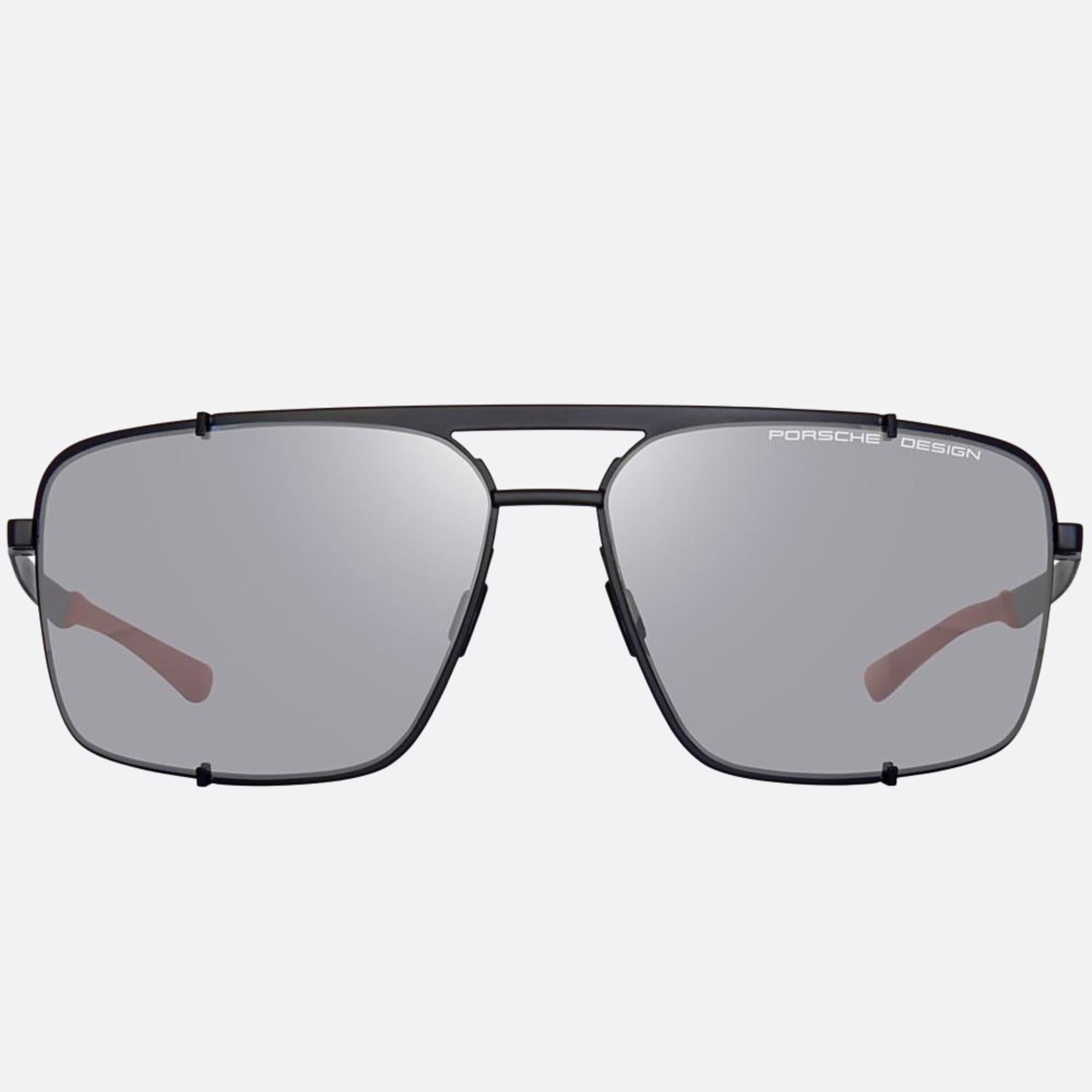 Porsche 63mm Design Hooks Sde Black Geometric Men Sunglasses - Main View