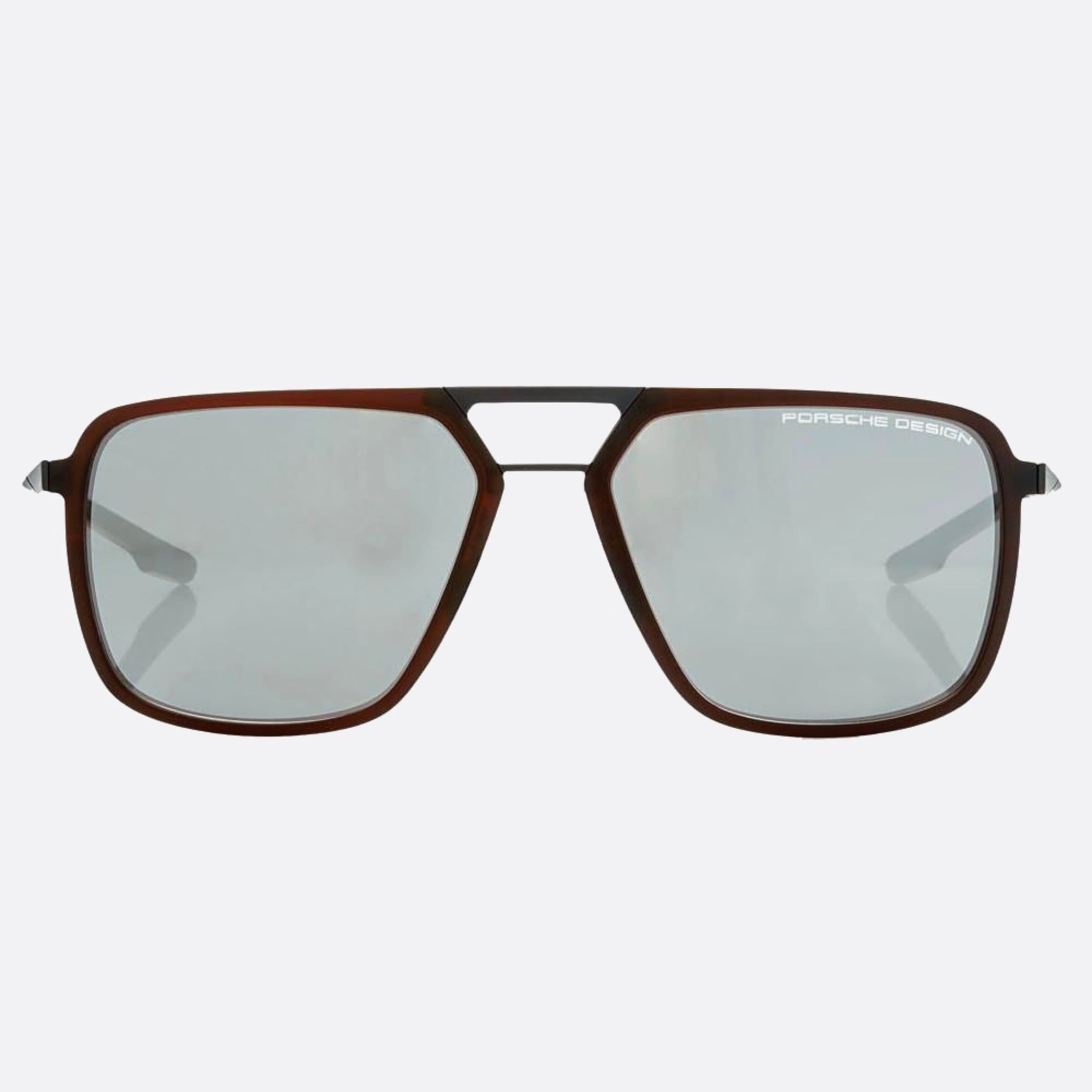 Porsche 59mm Design Brown Geometric Men Sunglasses - Main View