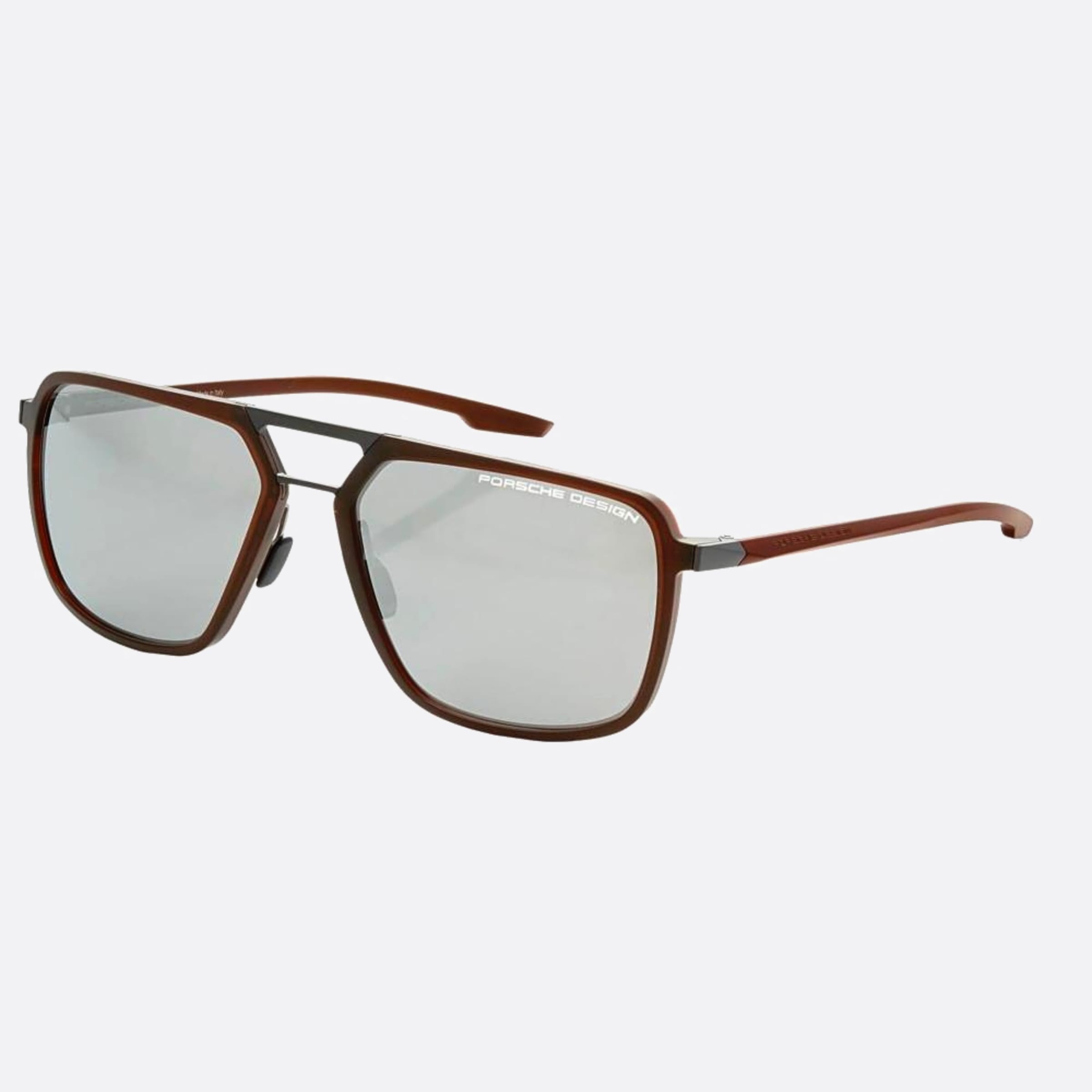 Porsche 59mm Design Brown Geometric Men Sunglasses - Side View