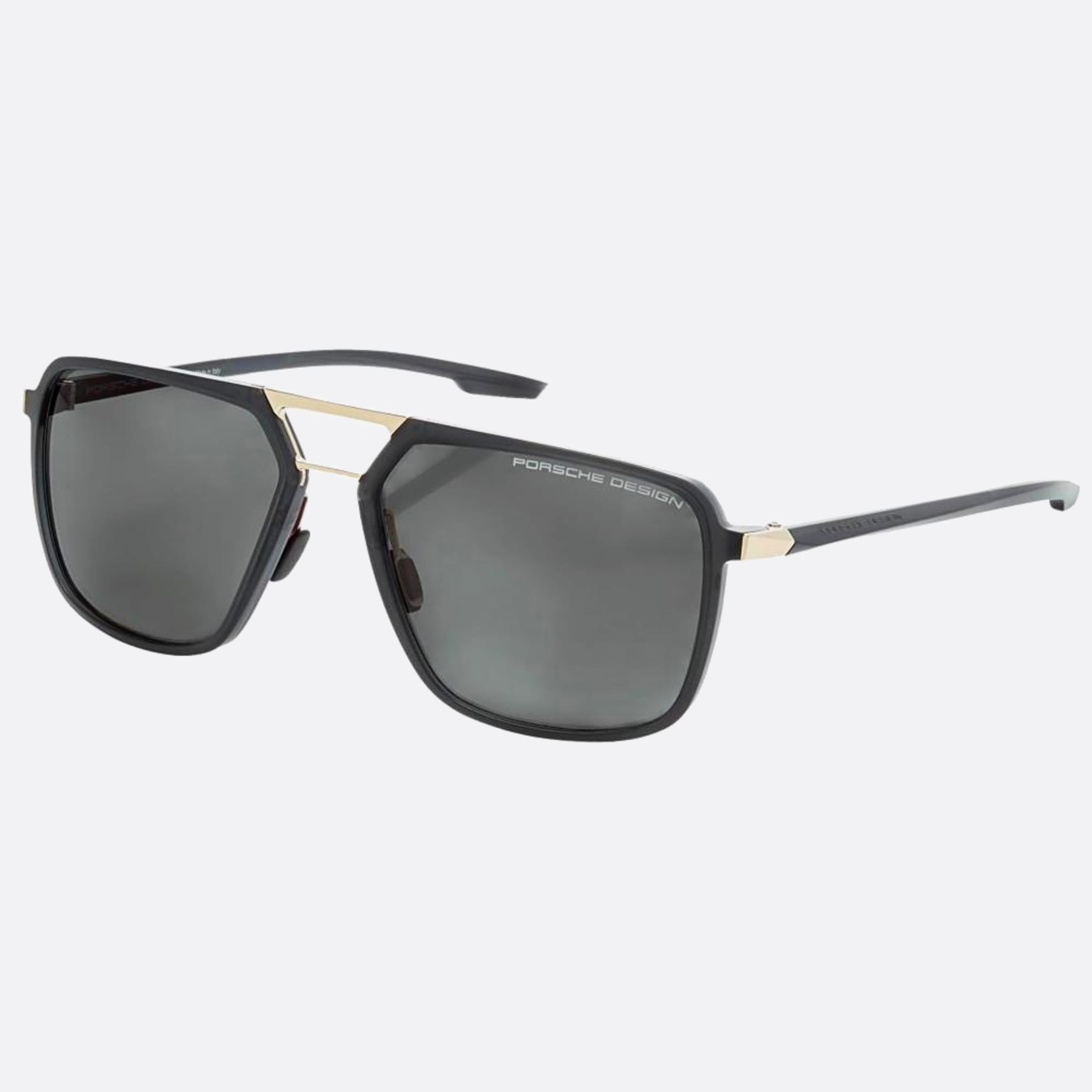 Porsche 59mm Design Grey Geometric Polarized Men Sunglasses - Side View