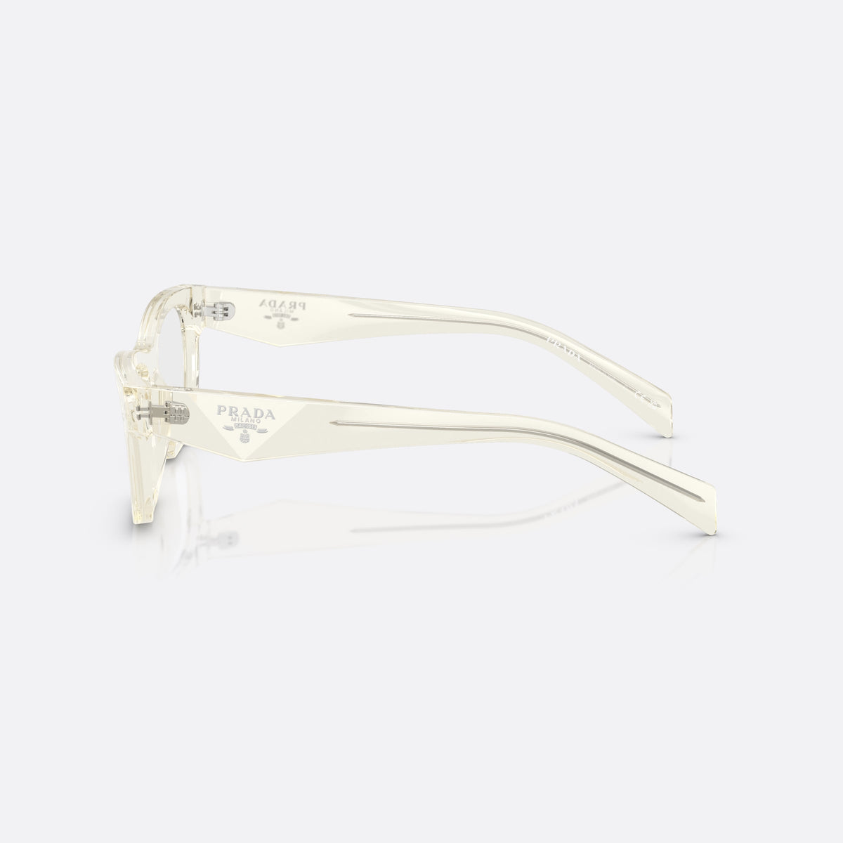 Rame ochelari de vedere Prada MOD. B01V 19X1O1, visor alb, pentru femei, punte simplă, logo-ul brandului pe braț, ramă completă, vedere laterală