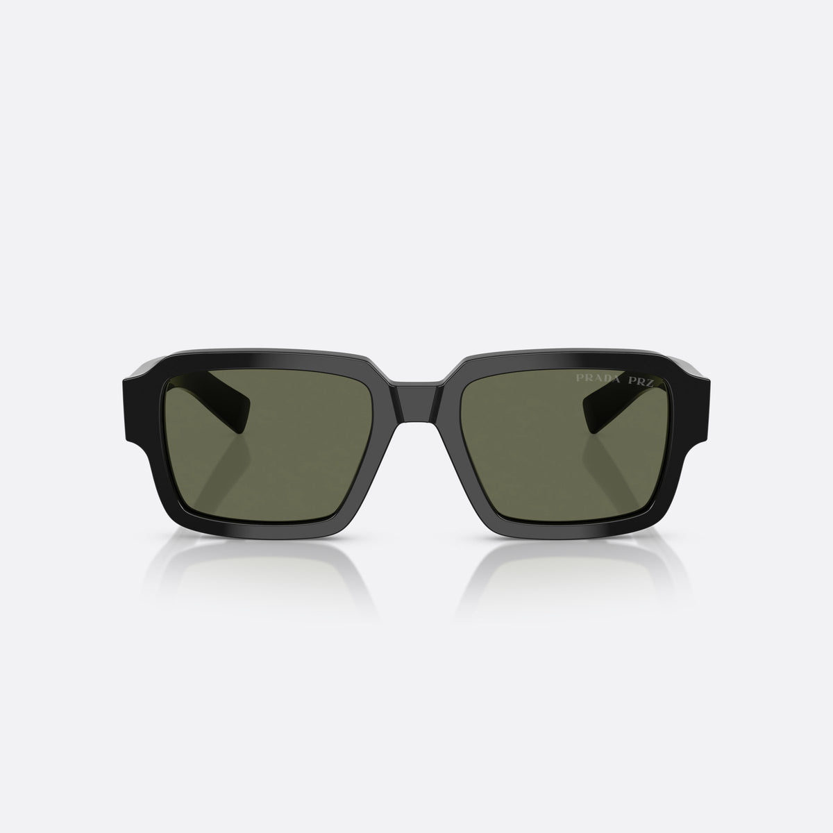 Ochelari de soare Prada PR 02ZS 1AB03R, geometrica negru, pentru bărbați, punte dublă simplă, literele brandului pe brațe, vedere din față