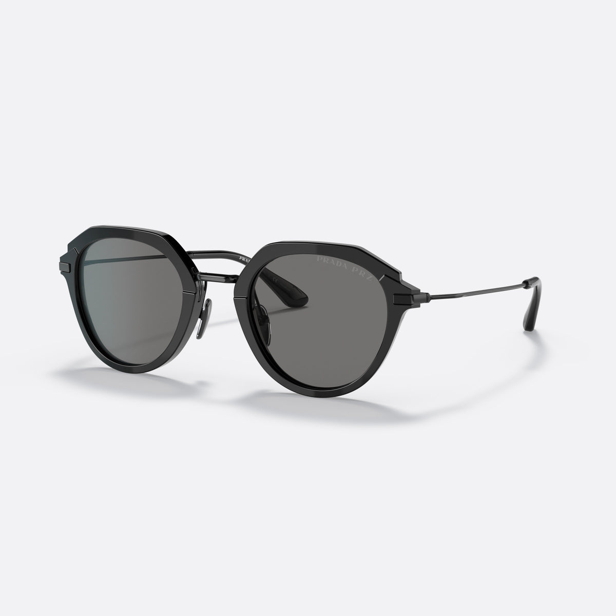 Prada PR 05YS 1AB5Z1 sunglasses, black phantos frame for men, metal saddle bridge, brand lettering on temples