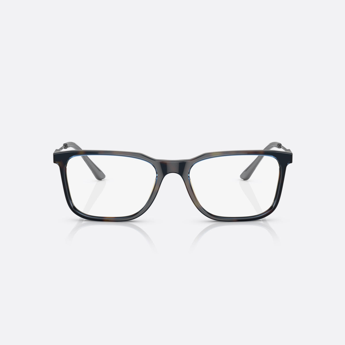 Rame ochelari de vedere Prada PR 05ZV ZXH1O1, rectangulari havana, pentru bărbați, punte simplă din acetat, literele brandului pe brațe, vedere din față