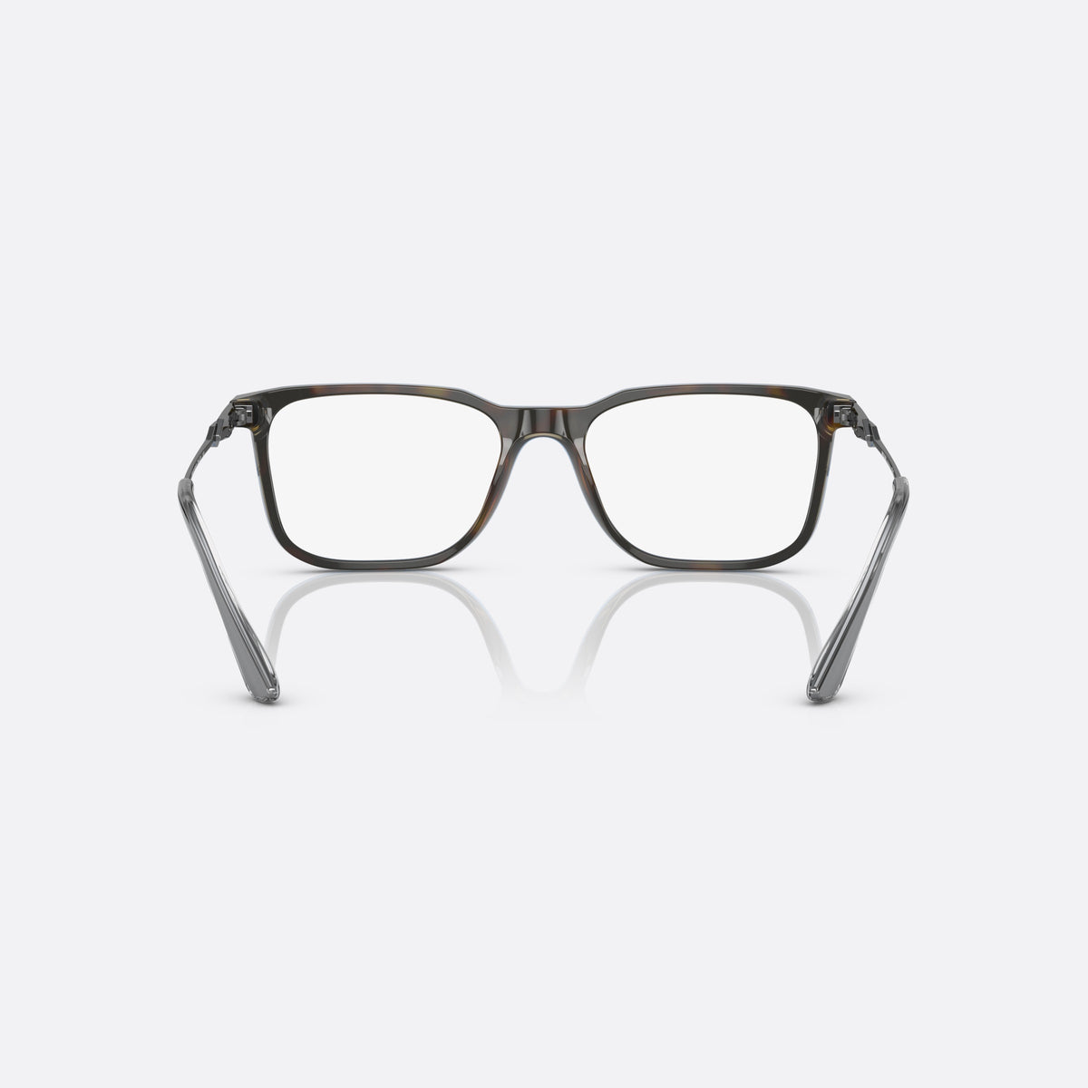Rame ochelari de vedere Prada PR 05ZV ZXH1O1, rectangulari havana, pentru bărbați, punte simplă din acetat, literele brandului pe brațe, vedere din spate