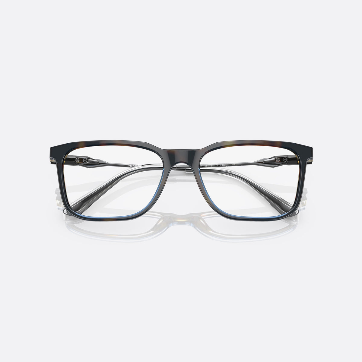 Rame ochelari de vedere Prada PR 05ZV ZXH1O1, rectangulari havana, pentru bărbați, punte simplă din acetat, literele brandului pe brațe, cu brațele pliate
