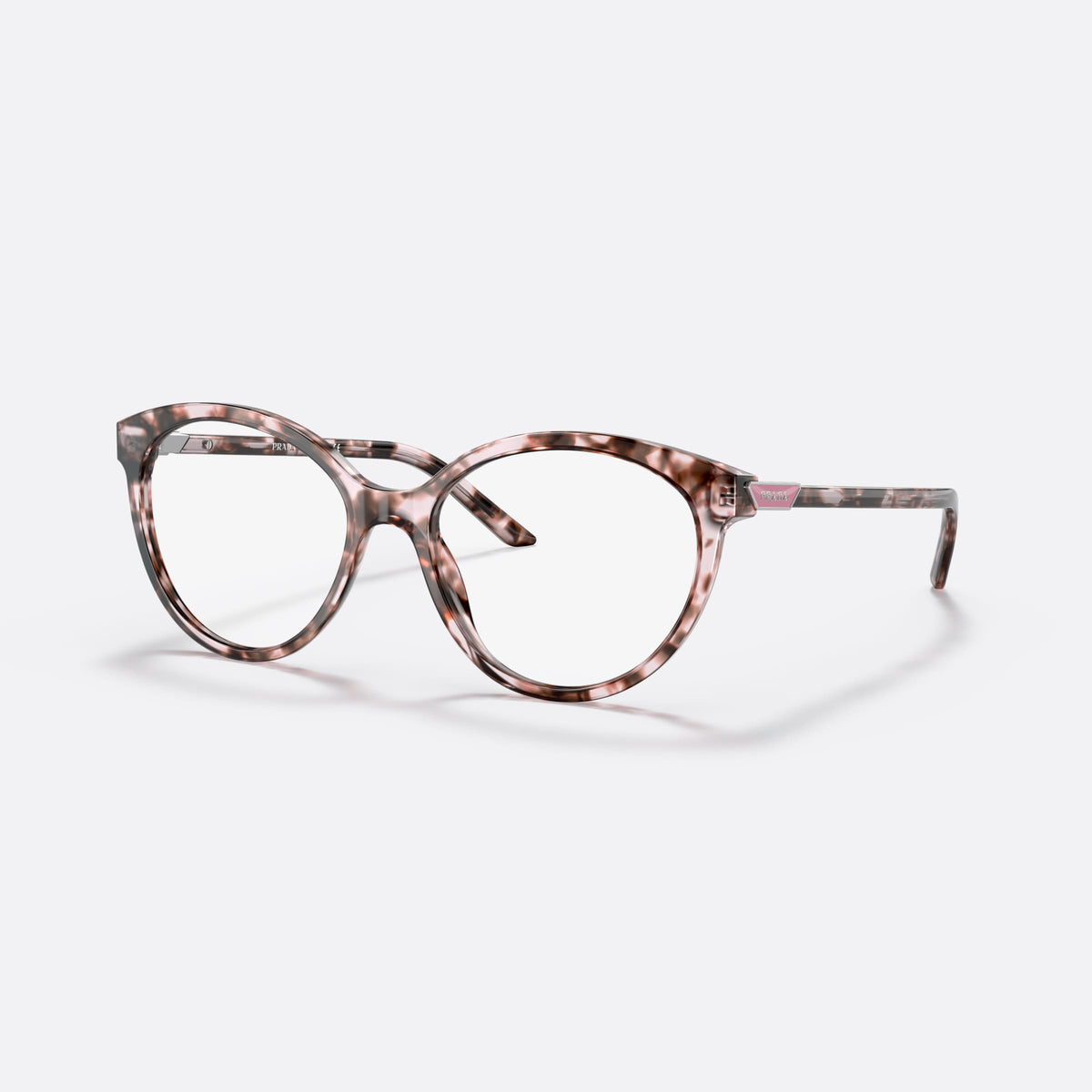 Rame ochelari de vedere Prada PR 08YV ROJ-1O1, geometrica maro, pentru femei, punte simplă, literele brandului pe brațe, placă roz pe braț