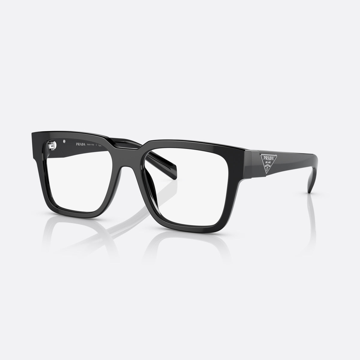 Rame ochelari de vedere Prada PR 08ZV 1AB-1O1, geometrica negru, pentru bărbați, punte dublă simplă, logo al brandului pe plăcuța brațului