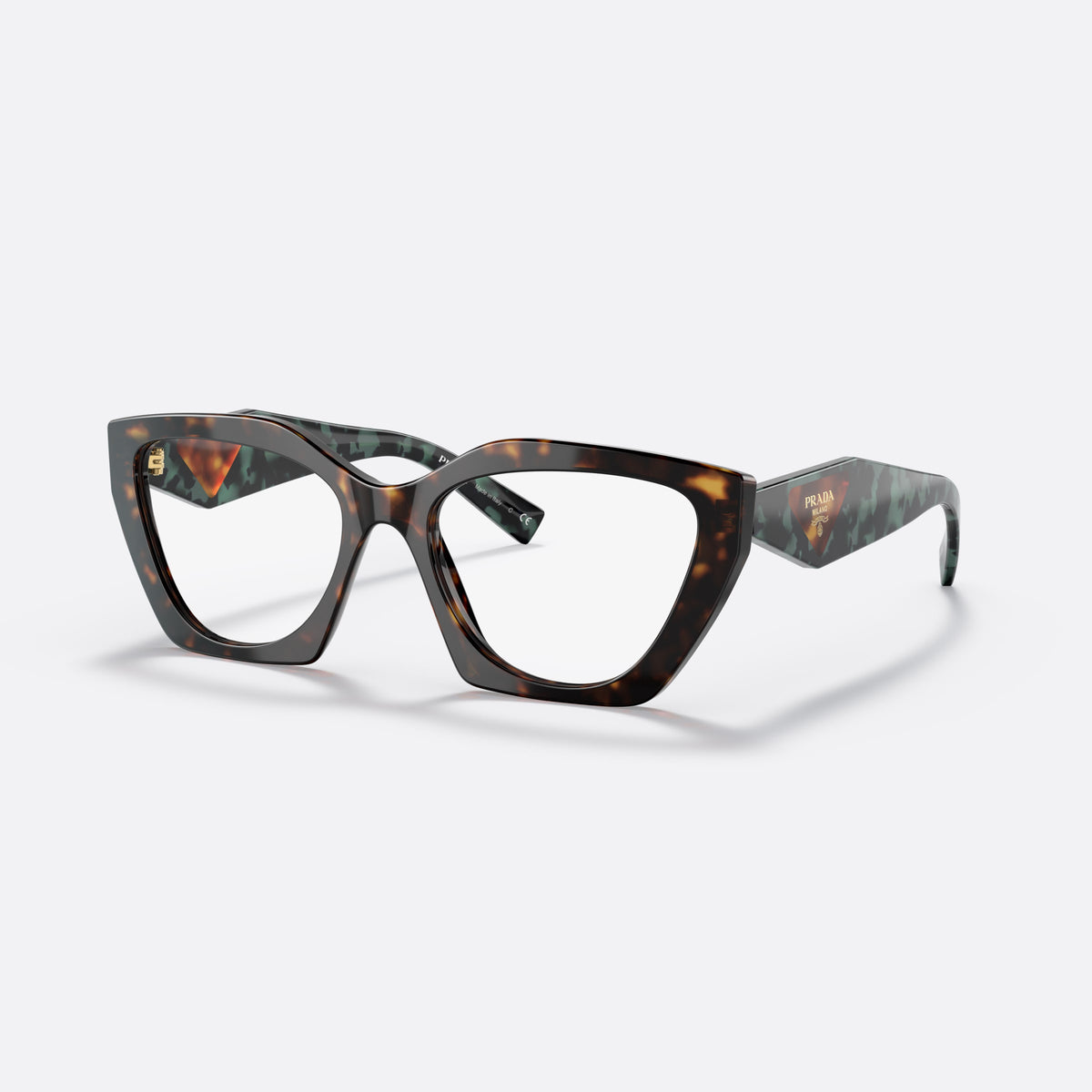 Rame ochelari de vedere Prada PR 09YV 2AU-1O1, neregulat havana, pentru femei, punte simplă îmbinată, logo-ul brandului pe brațe