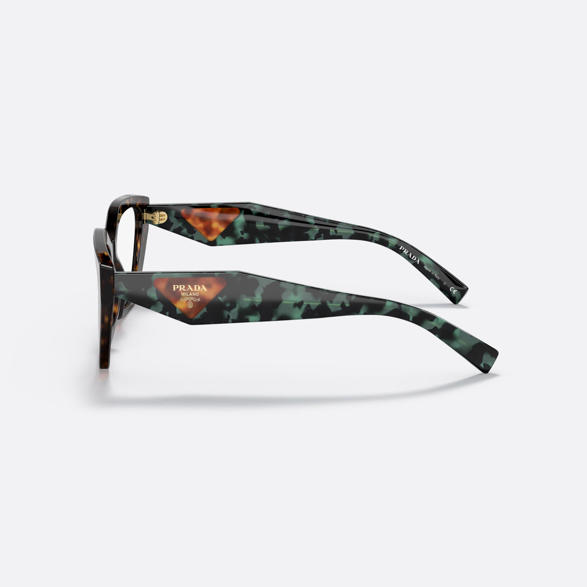 Rame ochelari de vedere Prada PR 09YV 2AU-1O1, neregulat havana, pentru femei, punte simplă îmbinată, logo-ul brandului pe brațe