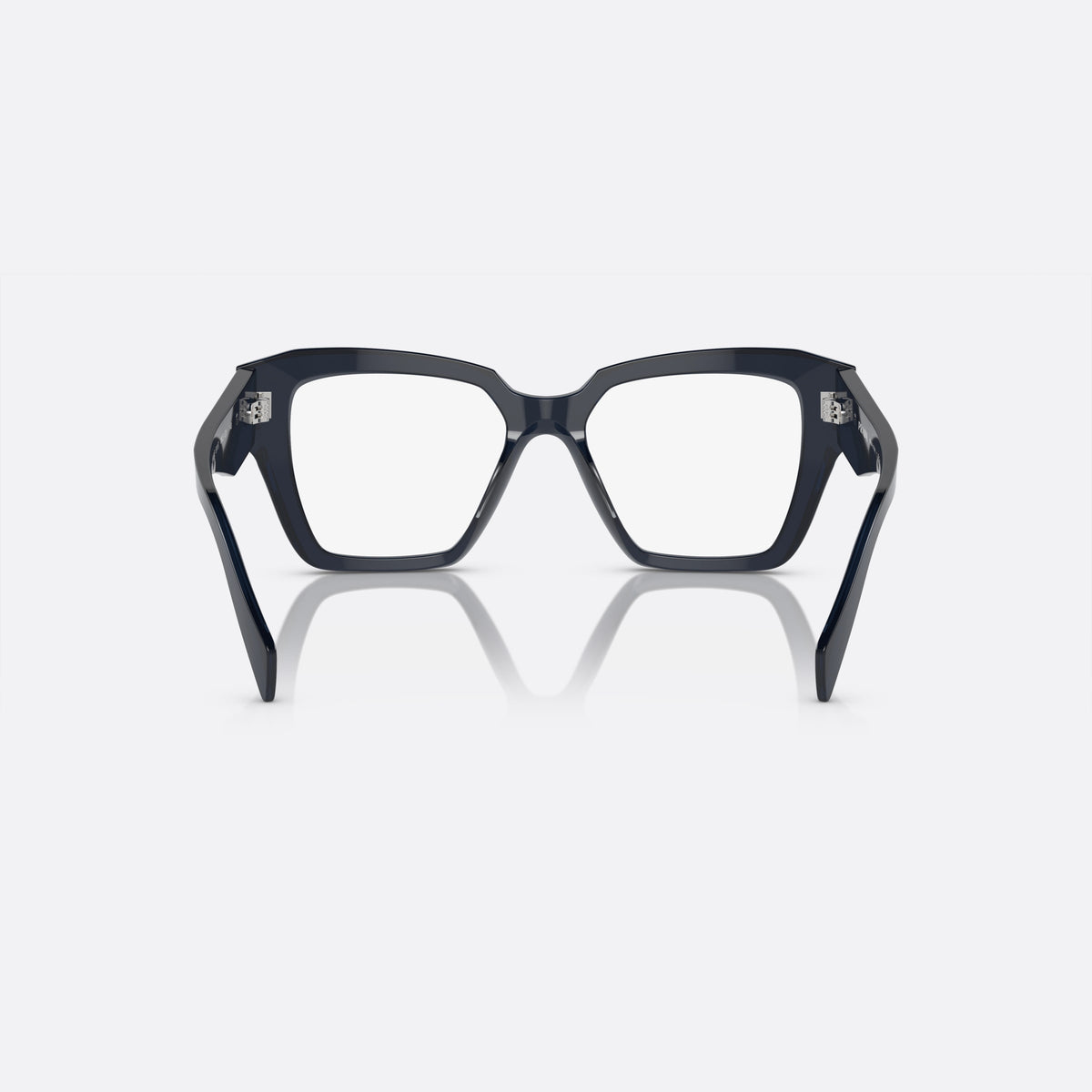 Rame ochelari de vedere Prada PR 09ZV 08Q-1O1 A, geometrica albastru, pentru femei, punte simplă îmbinată, logo al brandului pe placa brațului, vedere din spate