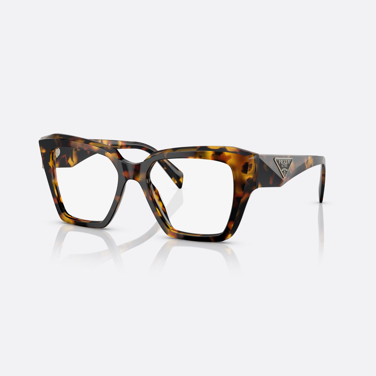 Rame ochelari de vedere Prada PR 09ZV VAU-1O1 B, patrati havana, pentru femei, punte simplă, integrată în ramă, literele brandului pe braț
