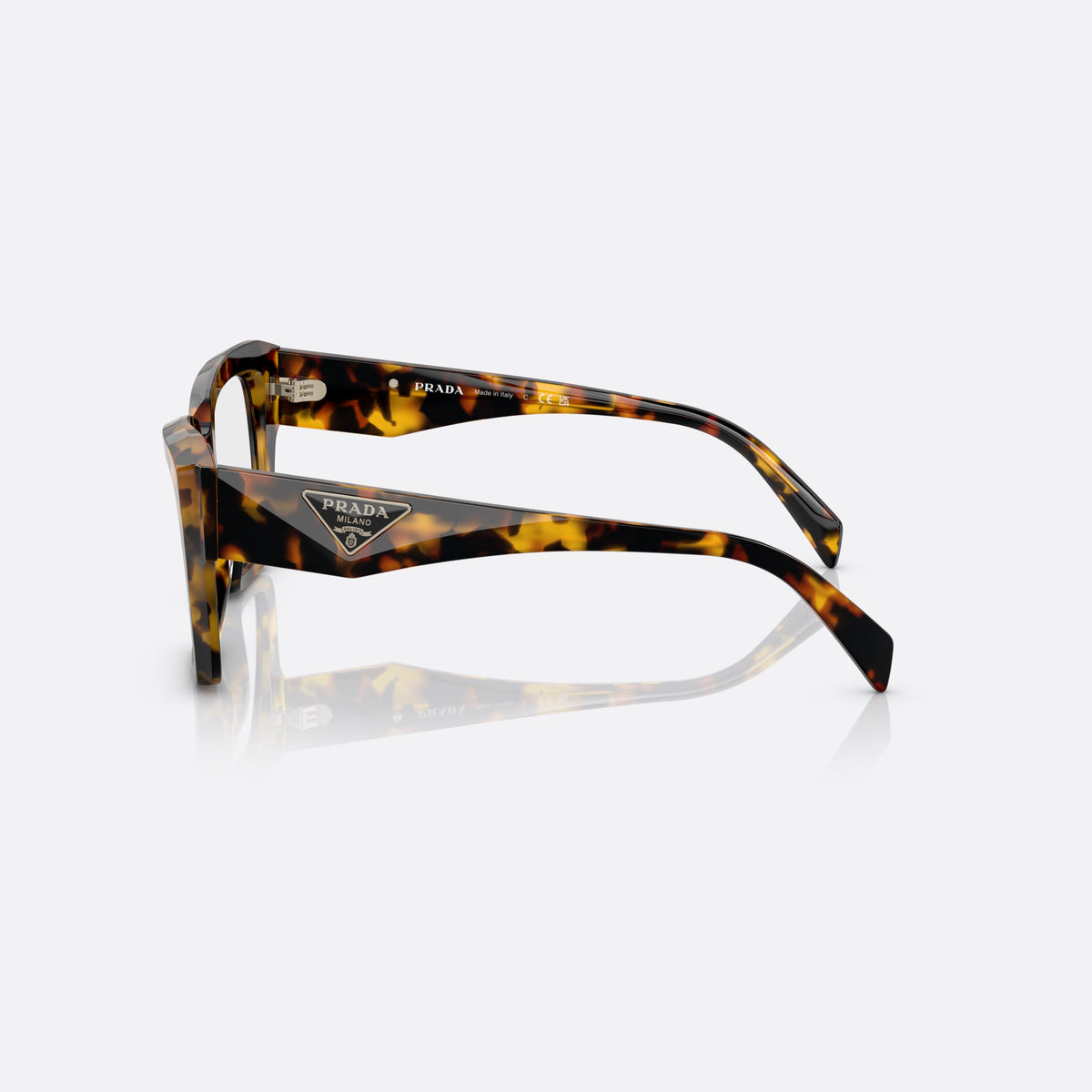 Rame ochelari de vedere Prada PR 09ZV VAU-1O1 B, patrati havana, pentru femei, punte simplă, integrată în ramă, literele brandului pe braț