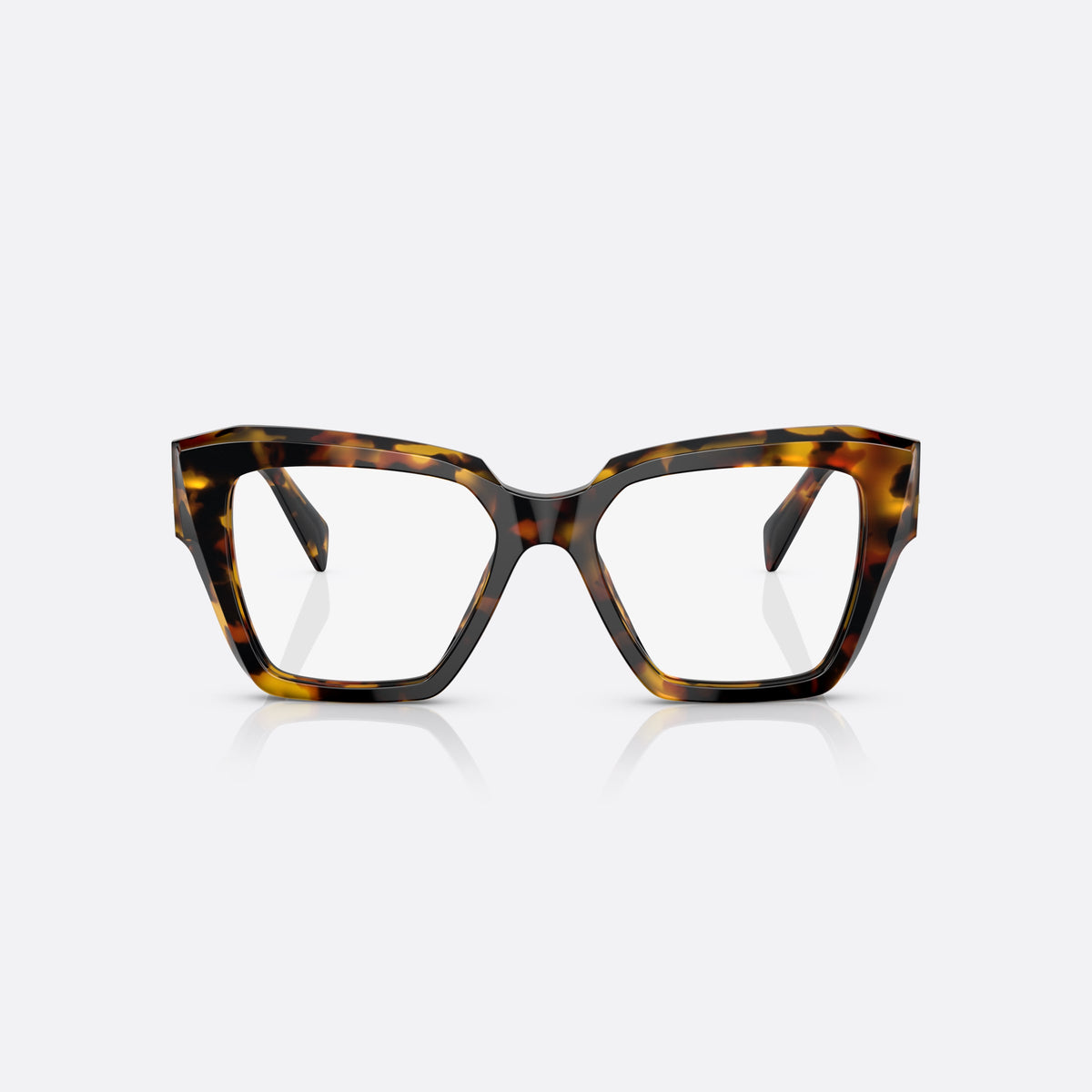 Rame ochelari de vedere Prada PR 09ZV VAU-1O1 B, patrati havana, pentru femei, punte simplă, integrată în ramă, literele brandului pe braț