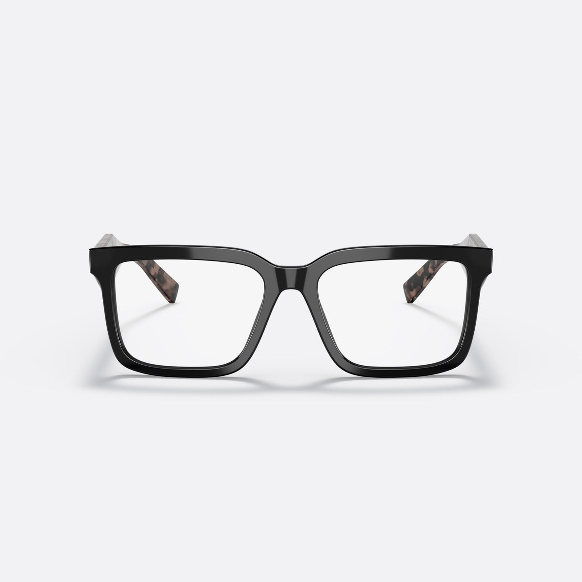 Rame ochelari de vedere Prada PR 10YV 21B1O1, pillow negru, pentru femei, punte dublă simplă, literele brandului pe brațe, vedere din față