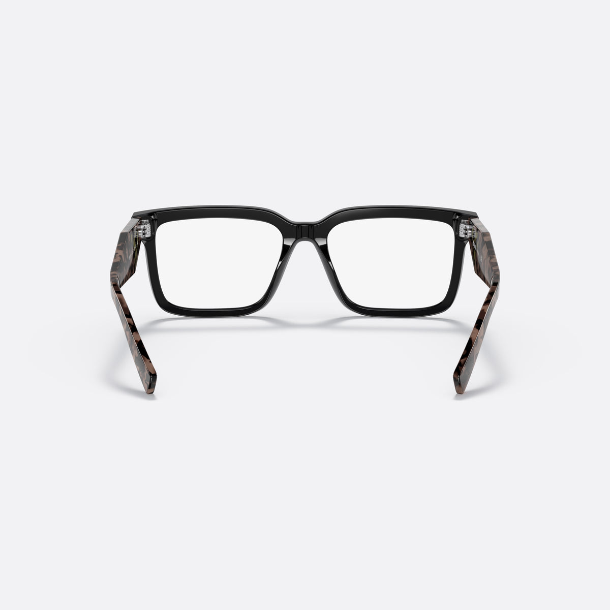 Rame ochelari de vedere Prada PR 10YV 21B1O1, pillow negru, pentru femei, punte dublă simplă, literele brandului pe brațe, vedere din spate