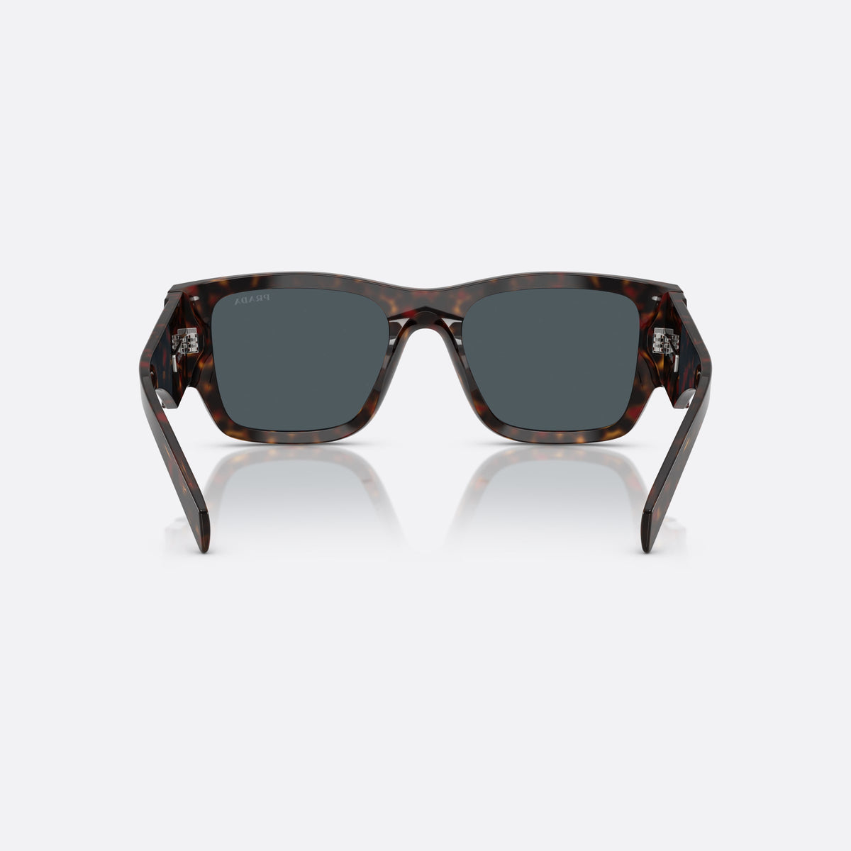 Prada PR 10ZS 17N70B sunglasses, havana pillow frame for men, plain bridge, triangular brand logo plaque, back view