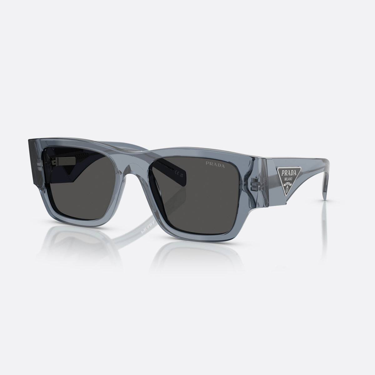Ochelari de soare Prada PR 10ZS 17T08Z, pillow albastru, pentru bărbați, punte simplă integrată, literele brandului pe brațe