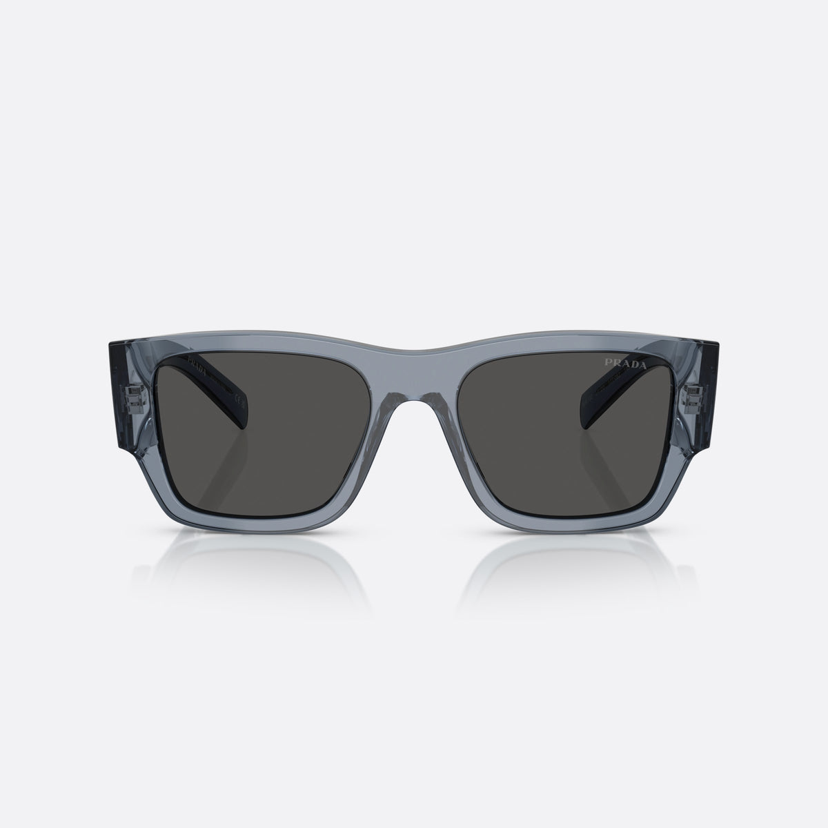 Ochelari de soare Prada PR 10ZS 17T08Z, pillow albastru, pentru bărbați, punte simplă integrată, literele brandului pe brațe, vedere din față