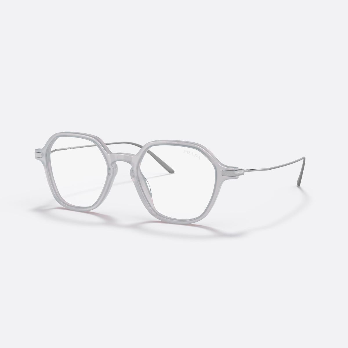 Prada PR 11YS 17B08N sunglasses, white square frame for women, integrated plain bridge, brand lettering on temple