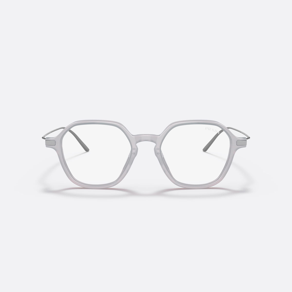 Prada PR 11YS 17B08N sunglasses, white square frame for women, integrated plain bridge, brand lettering on temple, front view