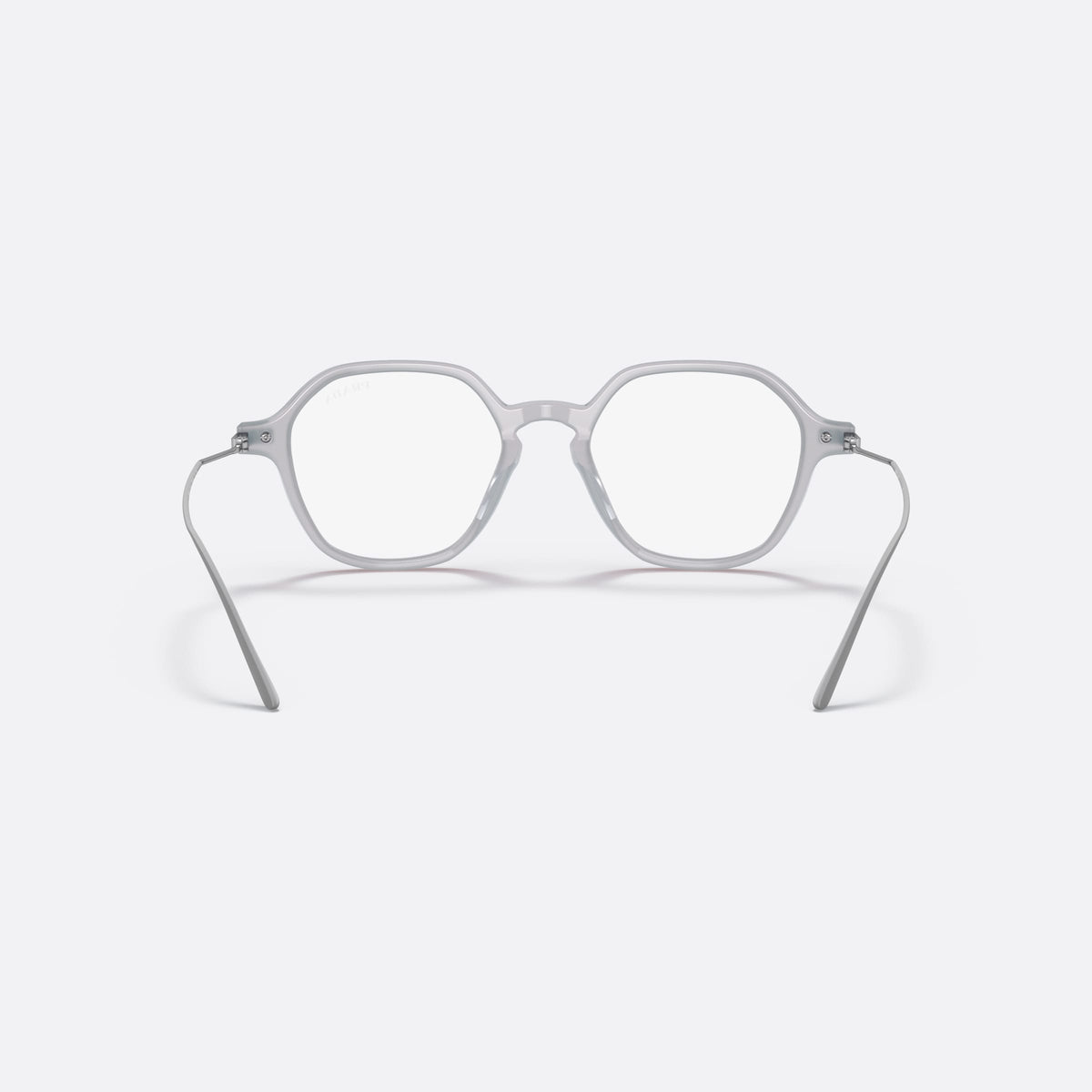 Prada PR 11YS 17B08N sunglasses, white square frame for women, integrated plain bridge, brand lettering on temple, back view