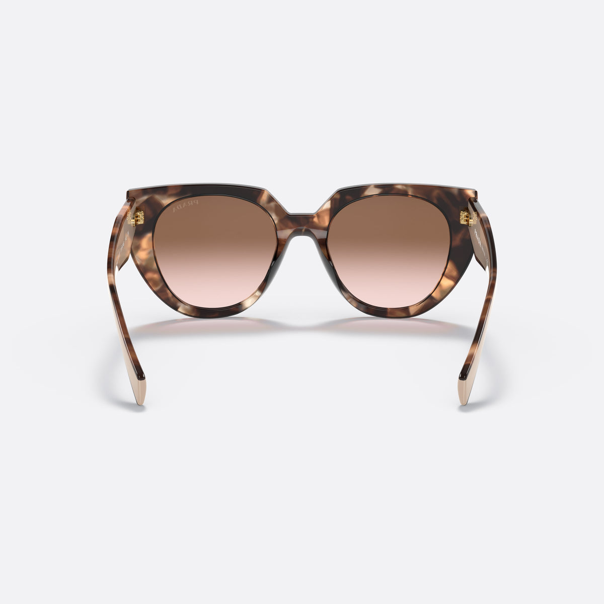 Ochelari de soare Prada PR 14WS 01R-0A6, cat eye havana, pentru femei, litere ale brandului pe brațe, ramă completă groasă