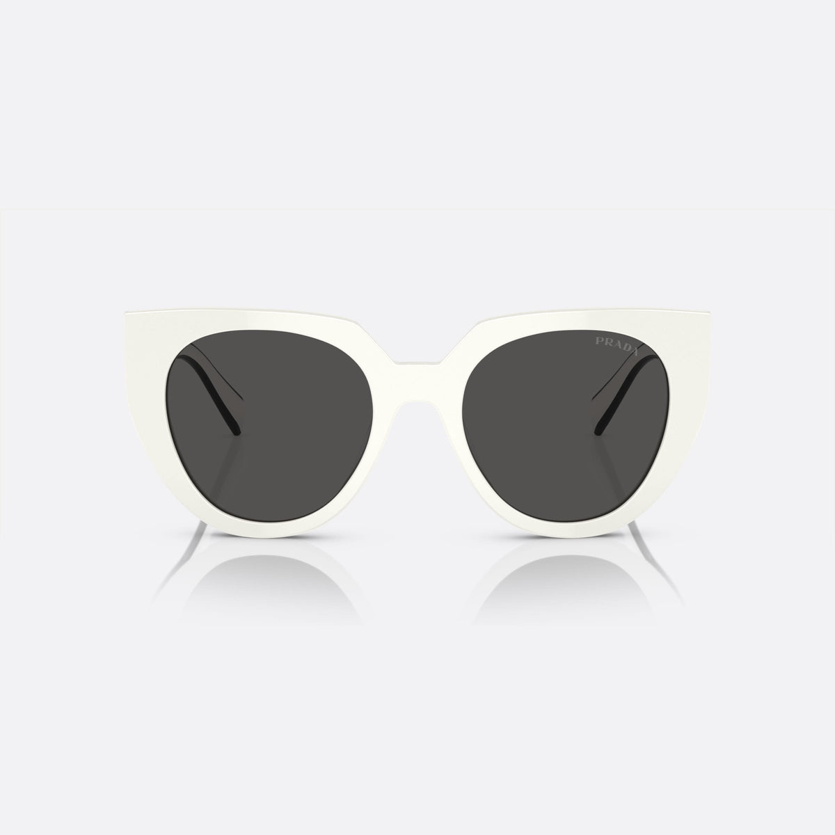 Prada PR 14WS 14WS sunglasses, white cat eye frame for women, plain bridge, brand lettering on temples, full rim, front view