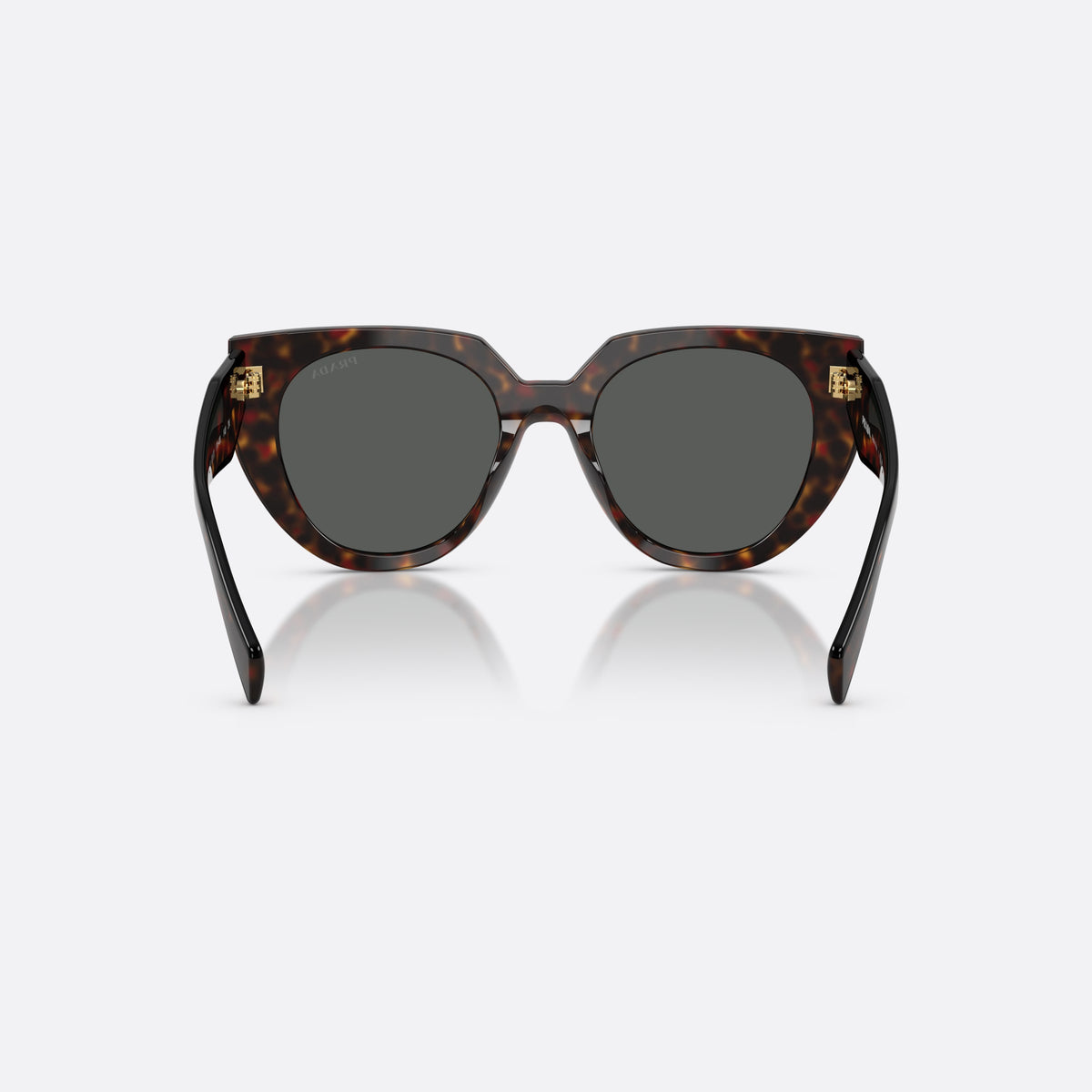 Ochelari de soare Prada PR 14WS 17N40L, cat eye havana, pentru femei, punte simplă care unește rama, brațe late înguste spre capăt, vedere din spate