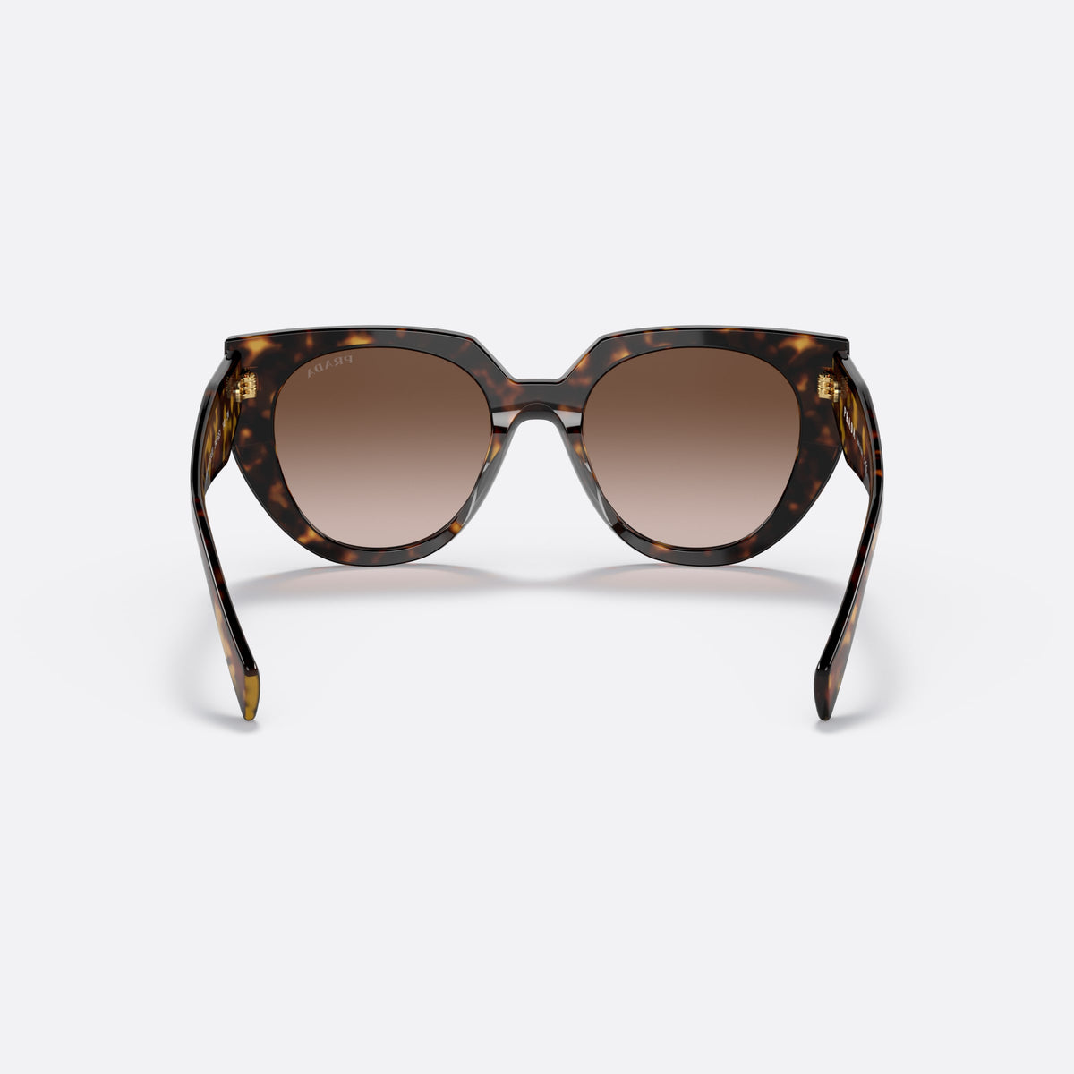 Prada PR 14WS 2AU-6S1 F sunglasses, havana cat eye frame for women, plain bridge, brand lettering on temples, full rim, back view
