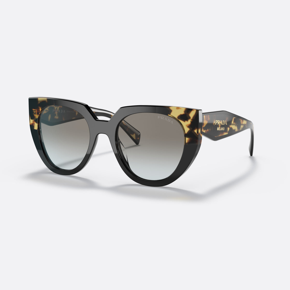 Ochelari de soare Prada PR 14WS 389-0A7, cat eye țestoasă, pentru femei, punte keyhole, literele brandului pe brațe