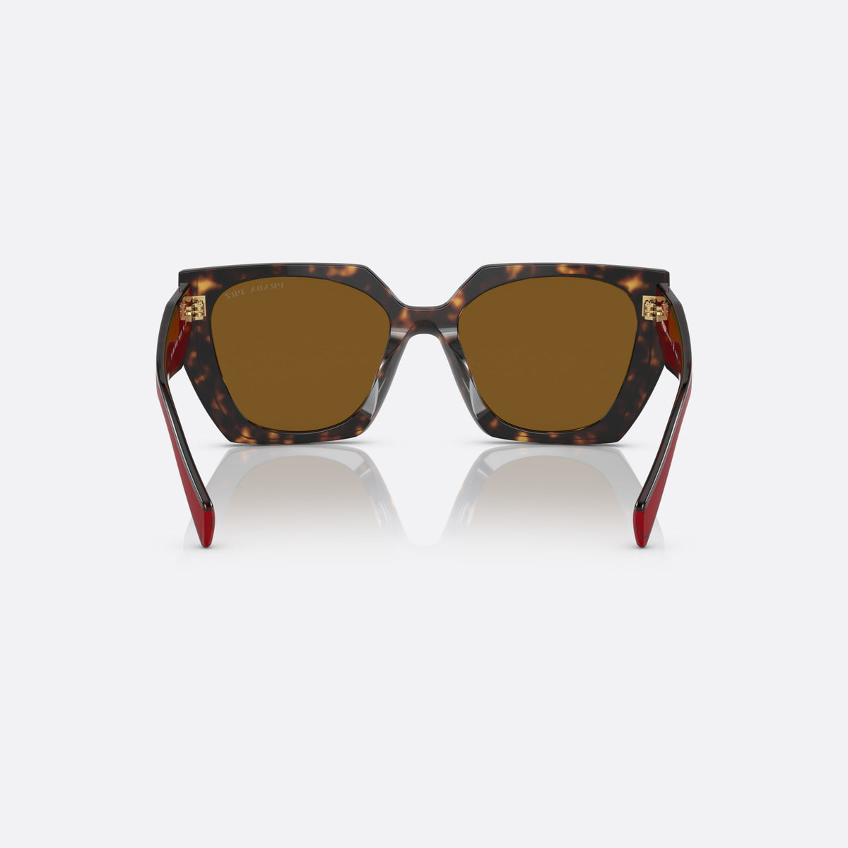 Prada PR 15WS 2AU-5Y1 A sunglasses, havana rectangle frame for women, plain bridge, brand lettering on temples, full-rim frame, back view