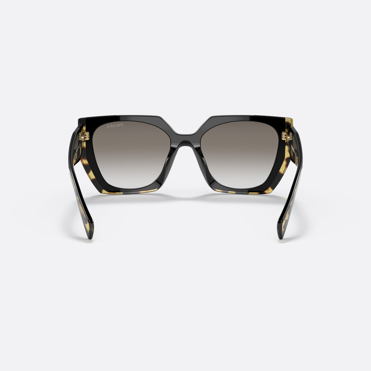 Ochelari de soare Prada PR 15WS 389-0A7, rectangulari negru, pentru femei, punte keyhole, literele brandului pe brațe, ramă completă