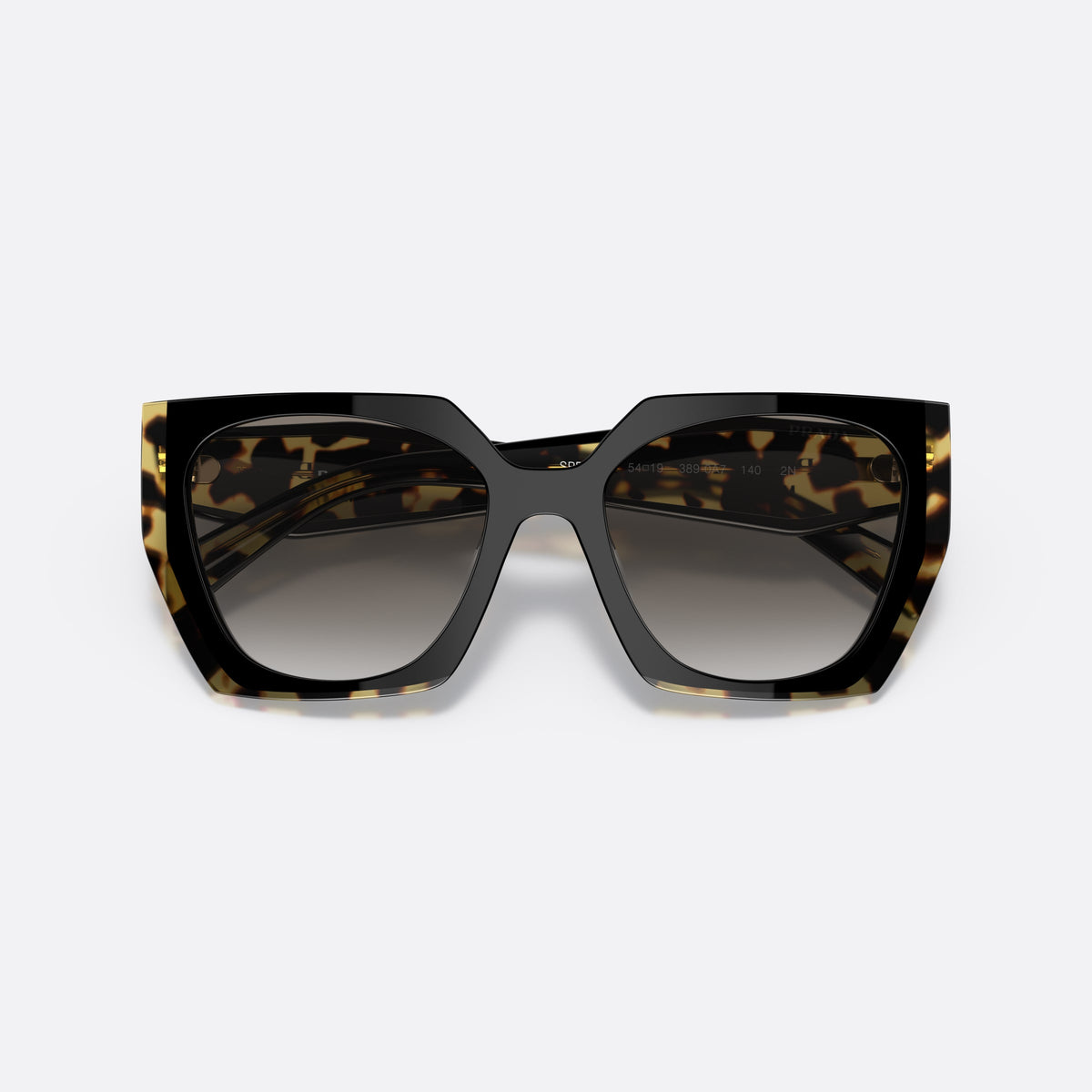 Ochelari de soare Prada PR 15WS 389-0A7, rectangulari negru, pentru femei, punte keyhole, literele brandului pe brațe, ramă completă