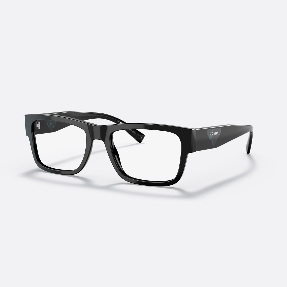 Rame ochelari de vedere Prada PR 15YV 1AB1O1, rectangulari negru, pentru bărbați, punte simplă, logo al brandului pe braț, brațe late conice