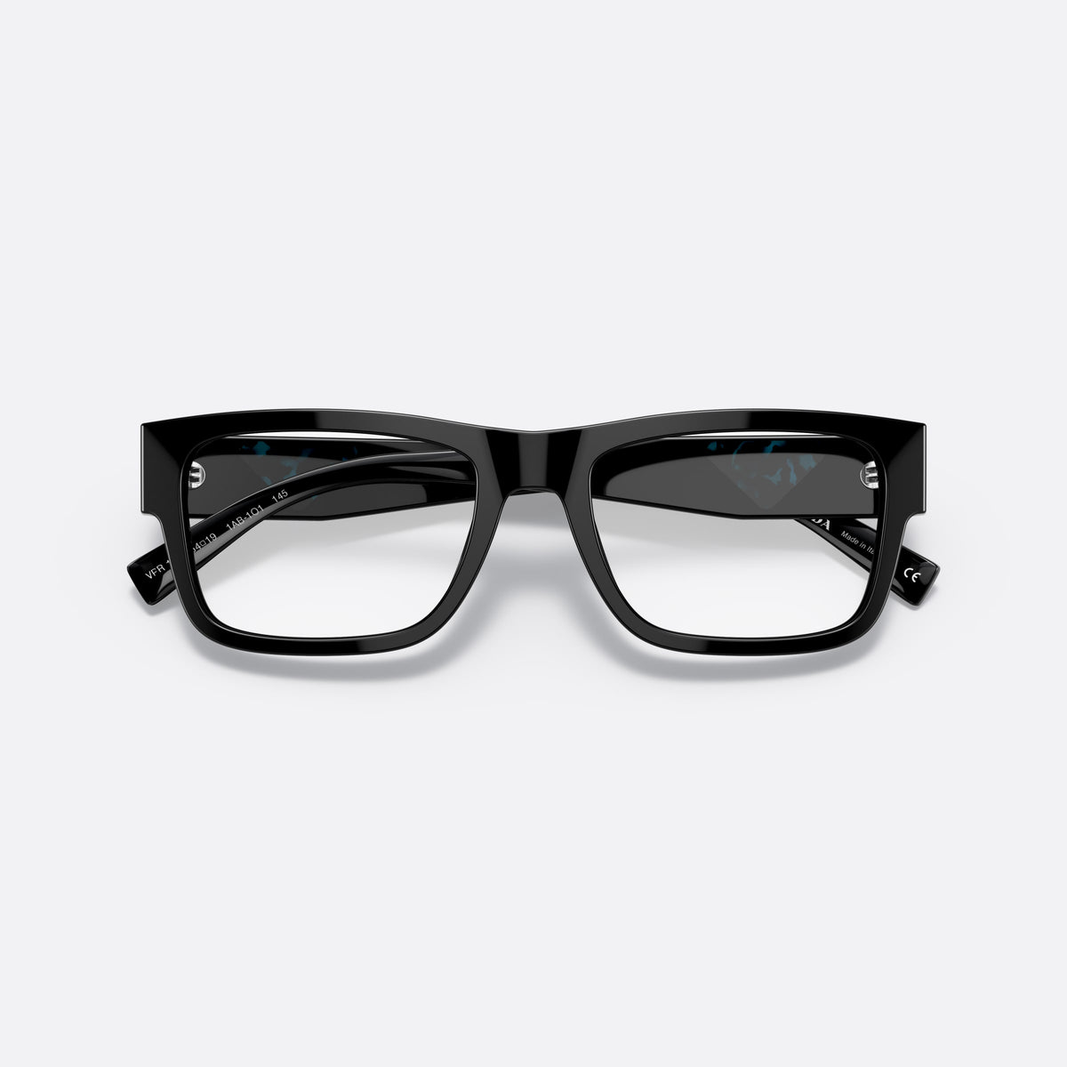 Rame ochelari de vedere Prada PR 15YV 1AB1O1, rectangulari negru, pentru bărbați, punte simplă, logo al brandului pe braț, brațe late conice