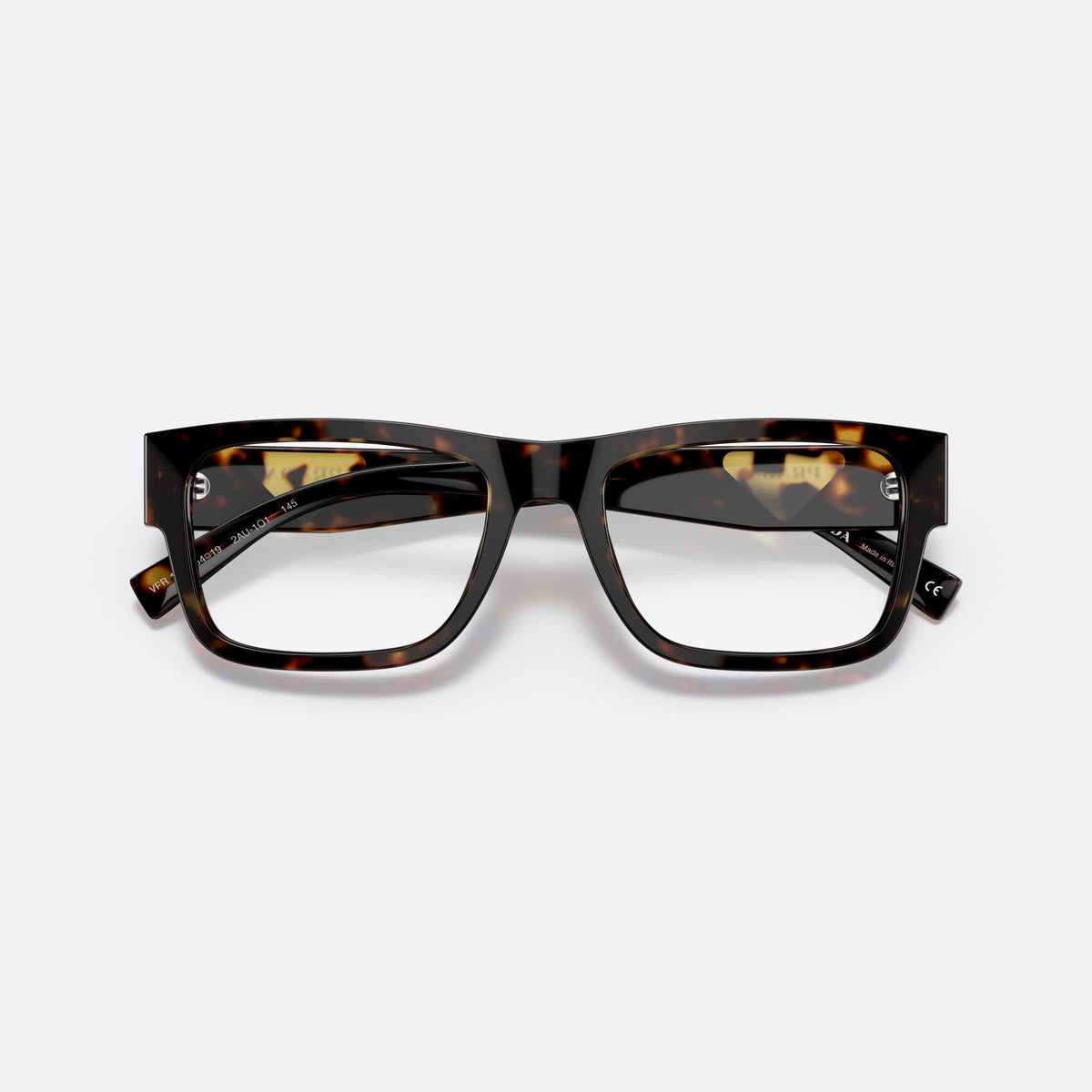 Rame ochelari de vedere Prada PR 15YV 54, rectangulari țestoasă, pentru bărbați, punte simplă cu partea superioară lată, brațe late și conice