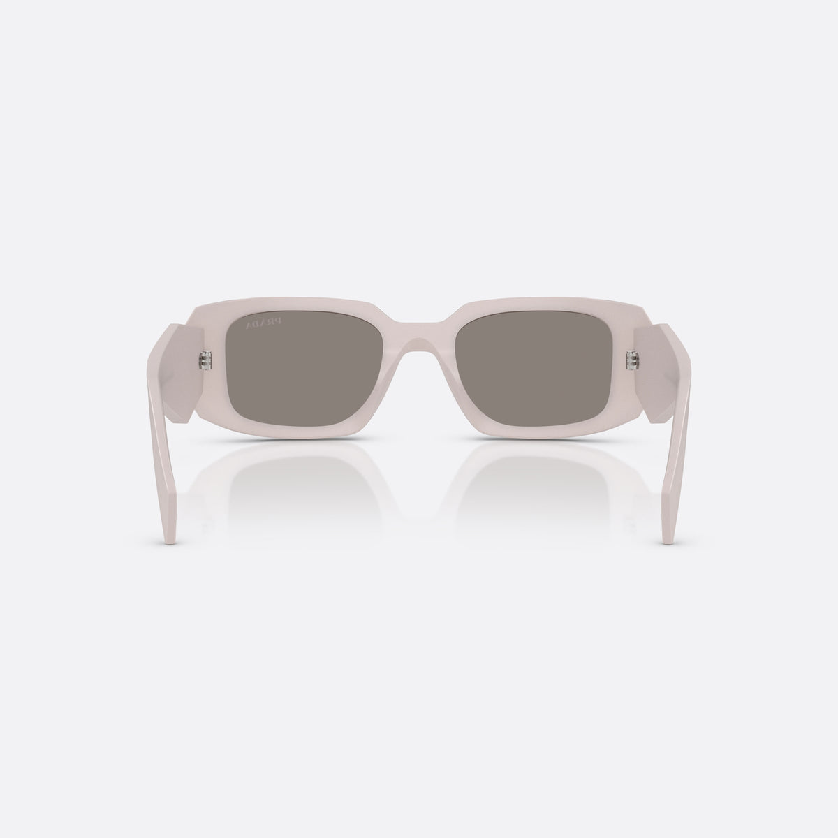 Prada PR 17WS 21H80Q sunglasses, violet rectangle frame for women, keyhole bridge, brand lettering on temples, full rim frame, back view