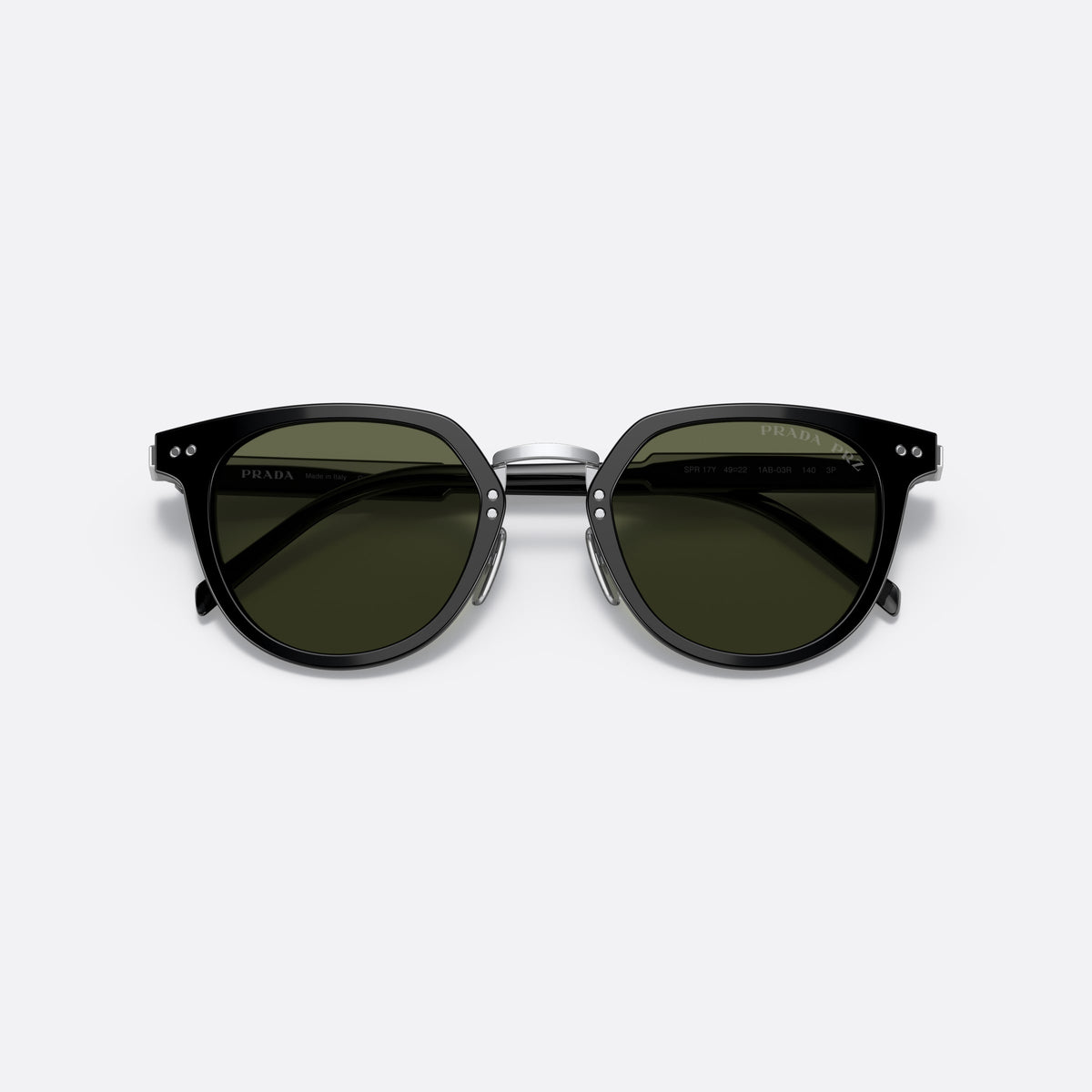 Prada PR 17YS 1AB03R sunglasses, black phantos frame for men, brand lettering on temples, full-rim frame