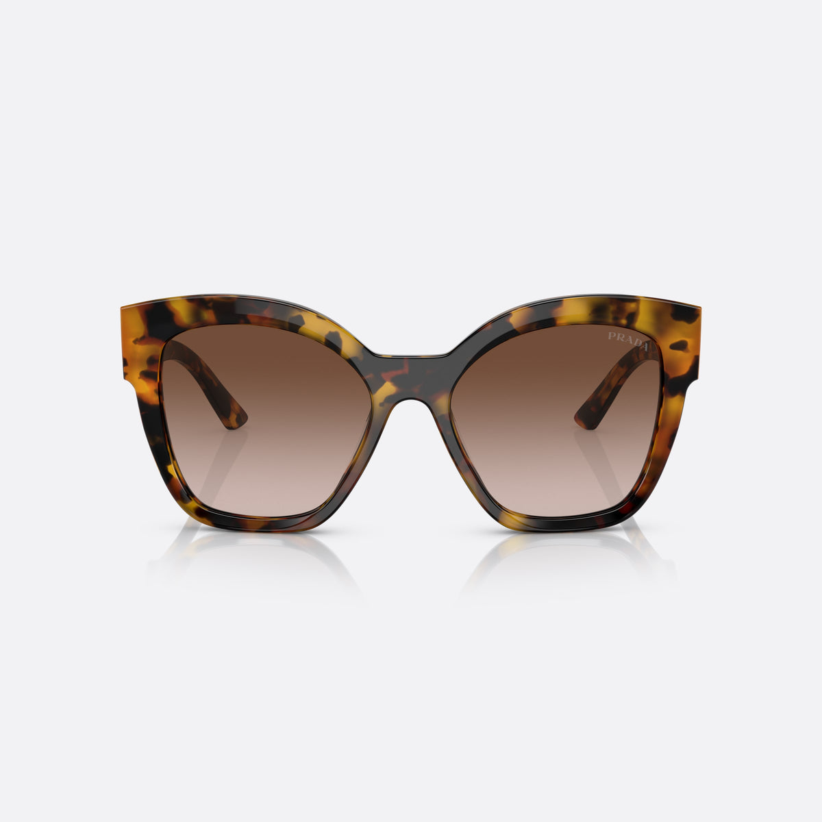 Prada PR 17ZS VAU-6S1 sunglasses, havana square frame for women, plain bridge, brand lettering on temples, full-rim frame, front view