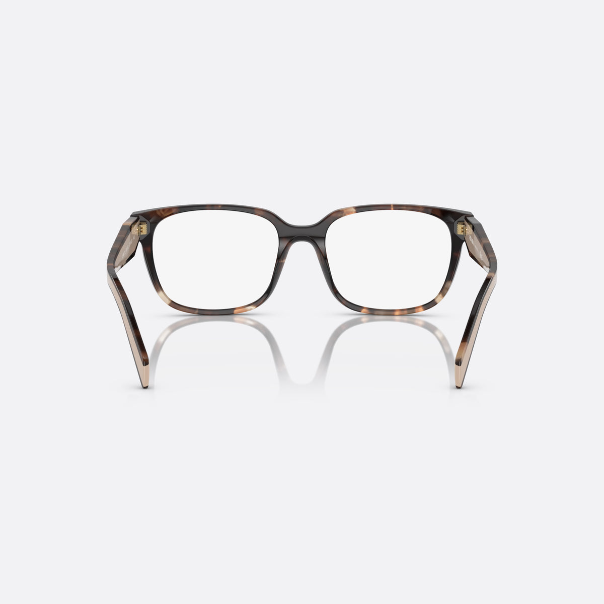 Prada PR 17ZV 07R1/O1 eyeglasses, havana rectangular frame for women, plain combined bridge, brand lettering on temples